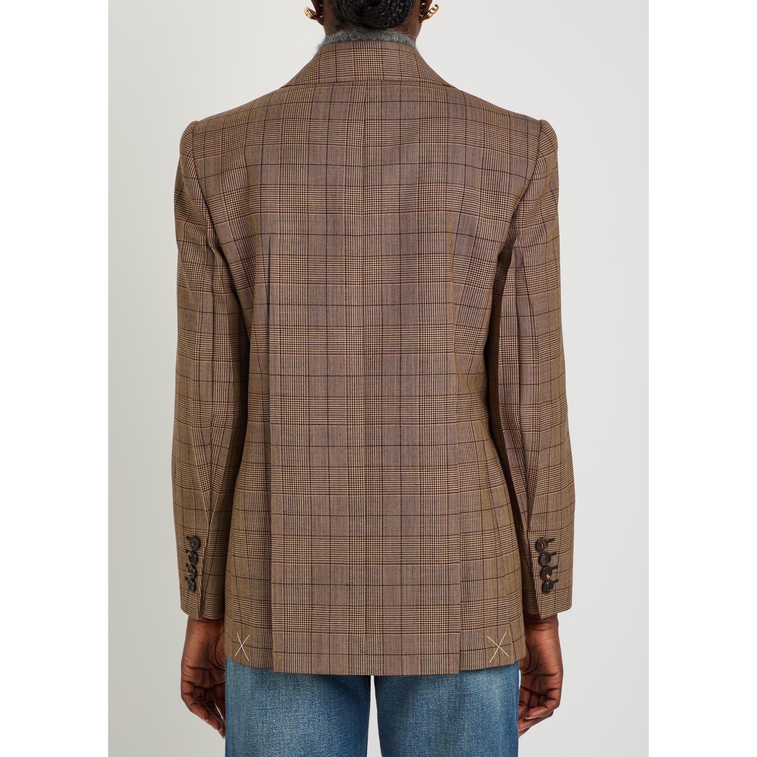 BROWN AND OTHER - Chloe - Women's Checked Wool Double-Breasted Blazer - 3