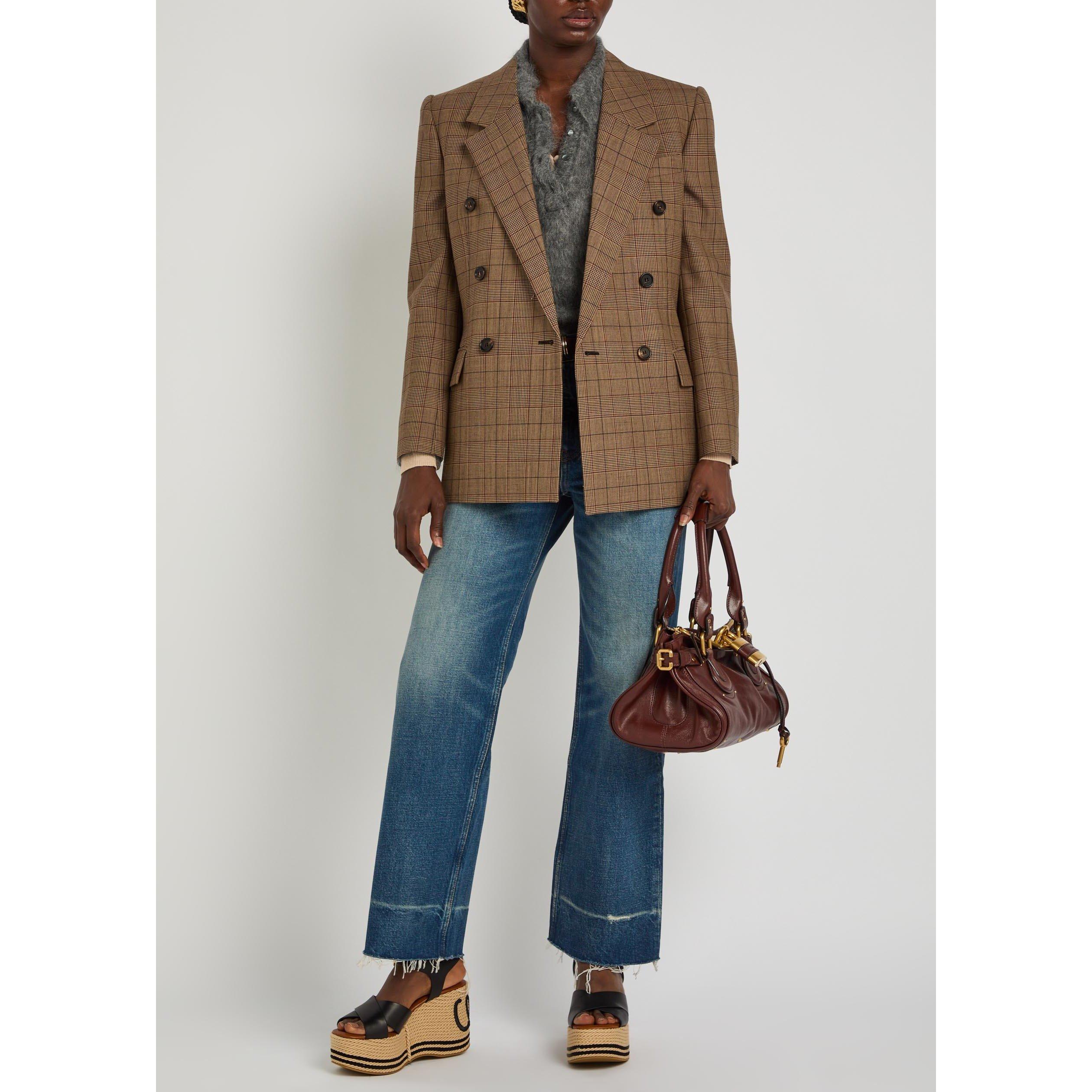 BROWN AND OTHER - Chloe - Women's Checked Wool Double-Breasted Blazer - 5
