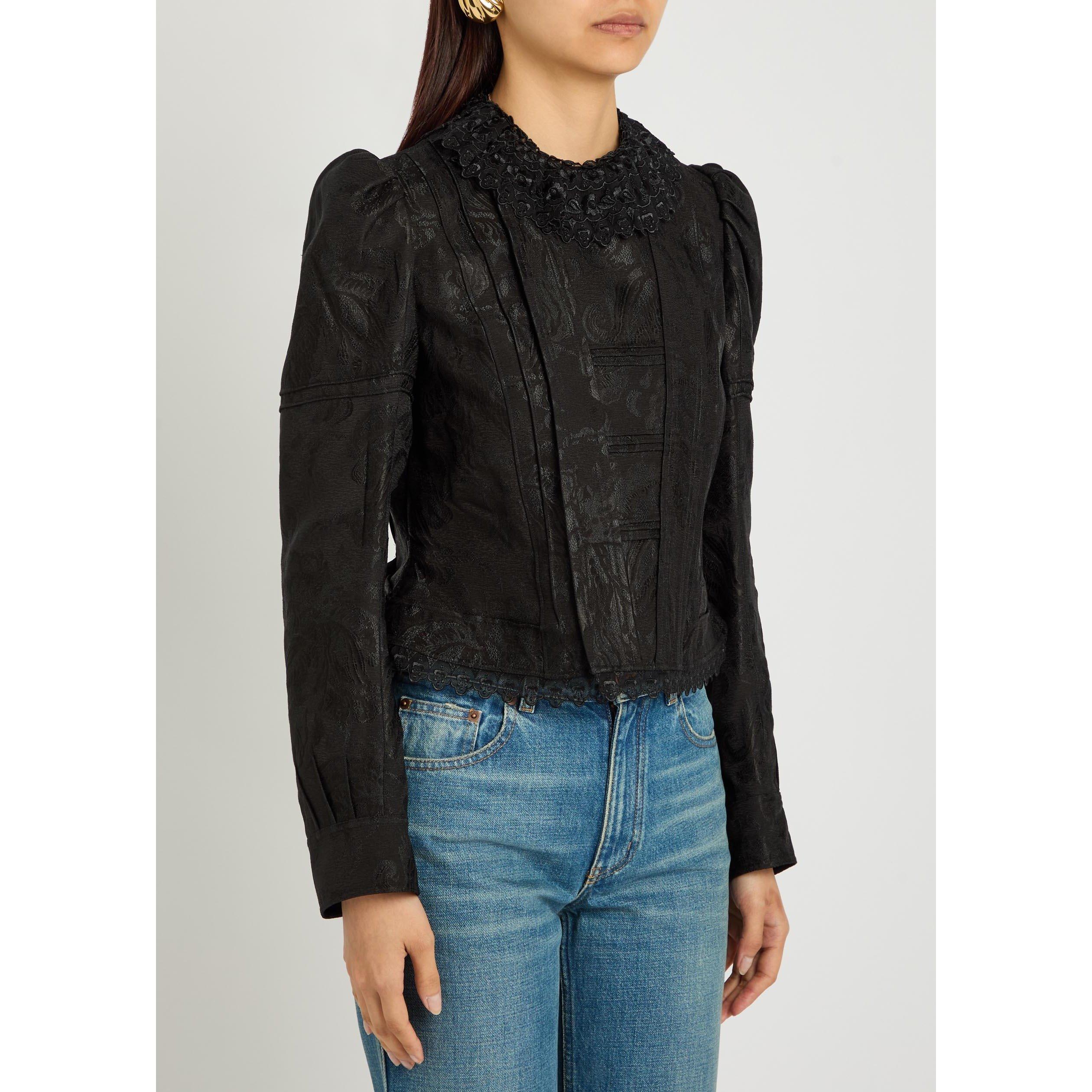 BLACK - Chloe - Women's TI Style Floral Jacquard Suit Jacket - 2