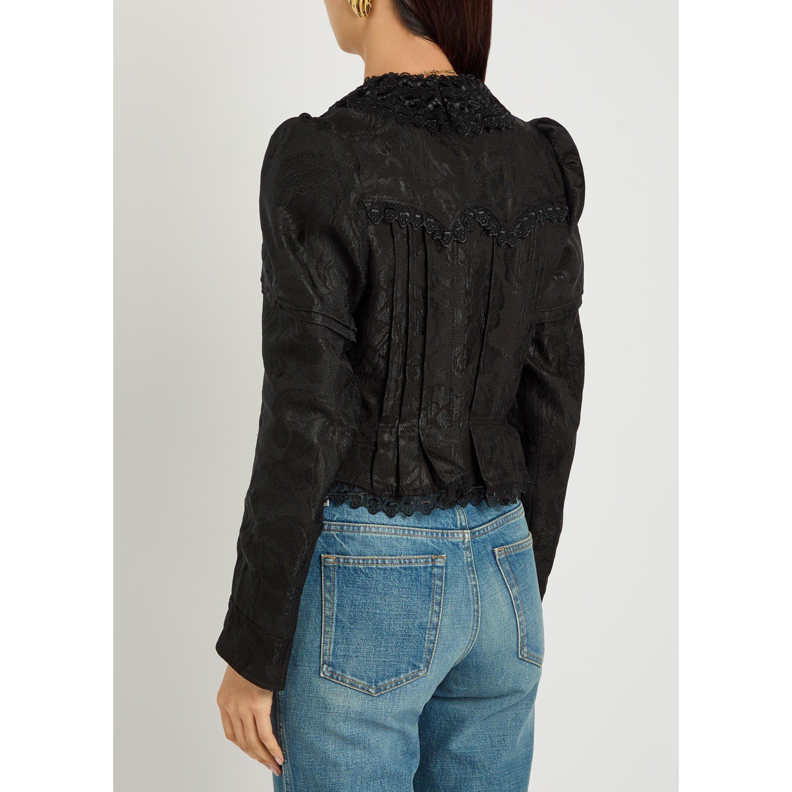 BLACK - Chloe - Women's TI Style Floral Jacquard Suit Jacket - 3