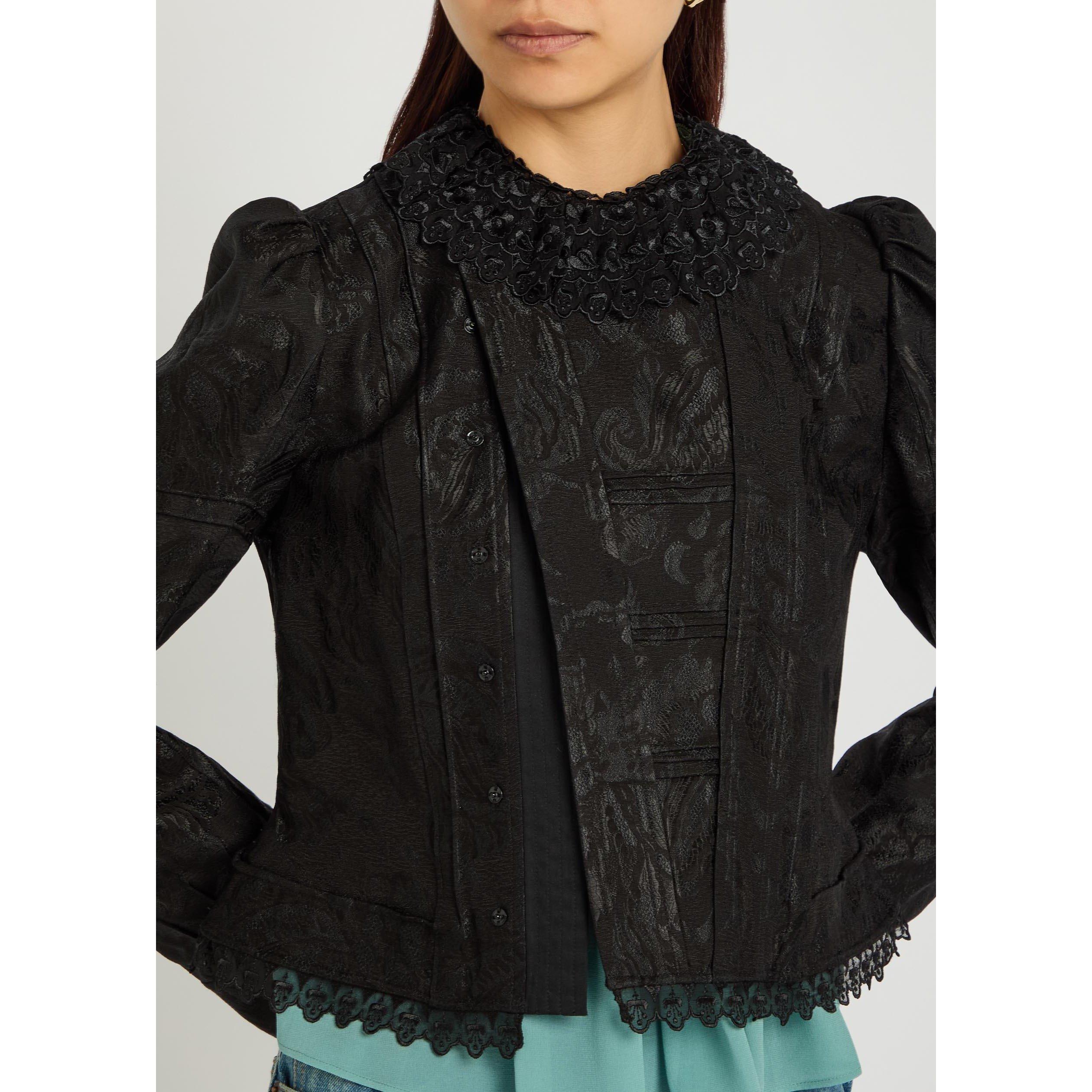 BLACK - Chloe - Women's TI Style Floral Jacquard Suit Jacket - 4