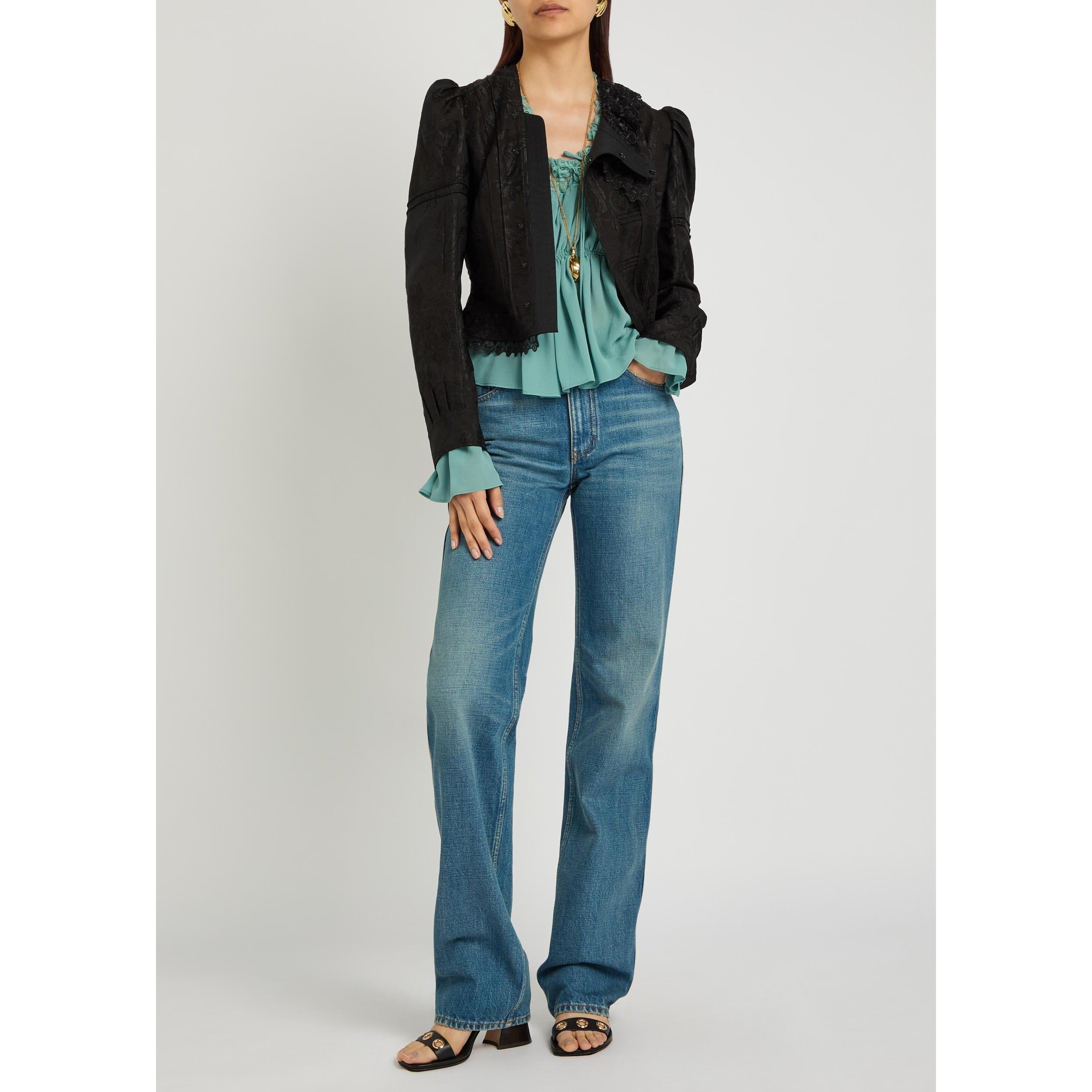 BLACK - Chloe - Women's TI Style Floral Jacquard Suit Jacket - 5