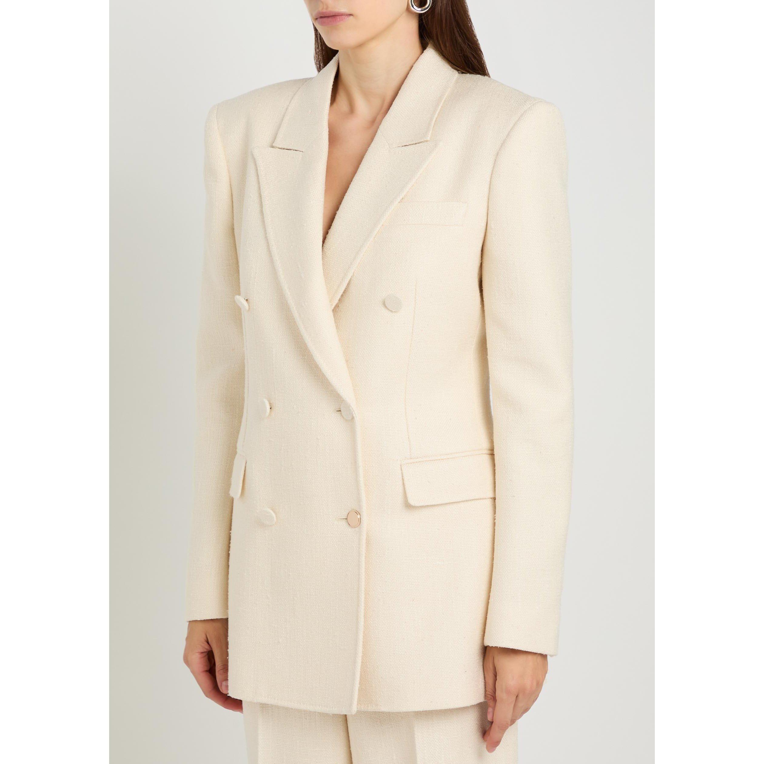 IVORY - Gabriela Hearst - Women's Gavin Silk Double-Breasted Slim-Fit Blazer - 2