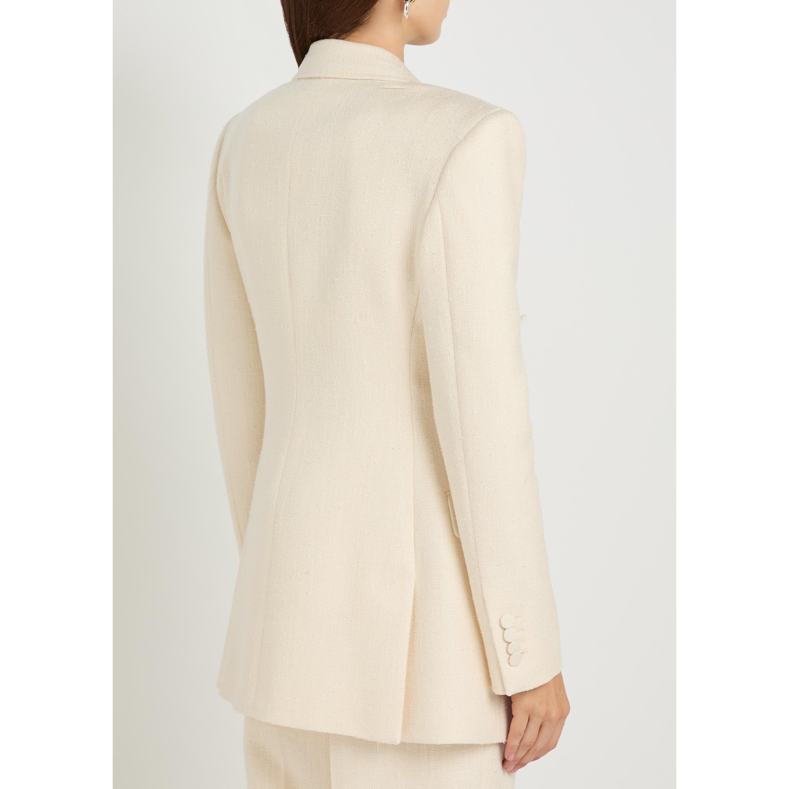 IVORY - Gabriela Hearst - Women's Gavin Silk Double-Breasted Slim-Fit Blazer - 3