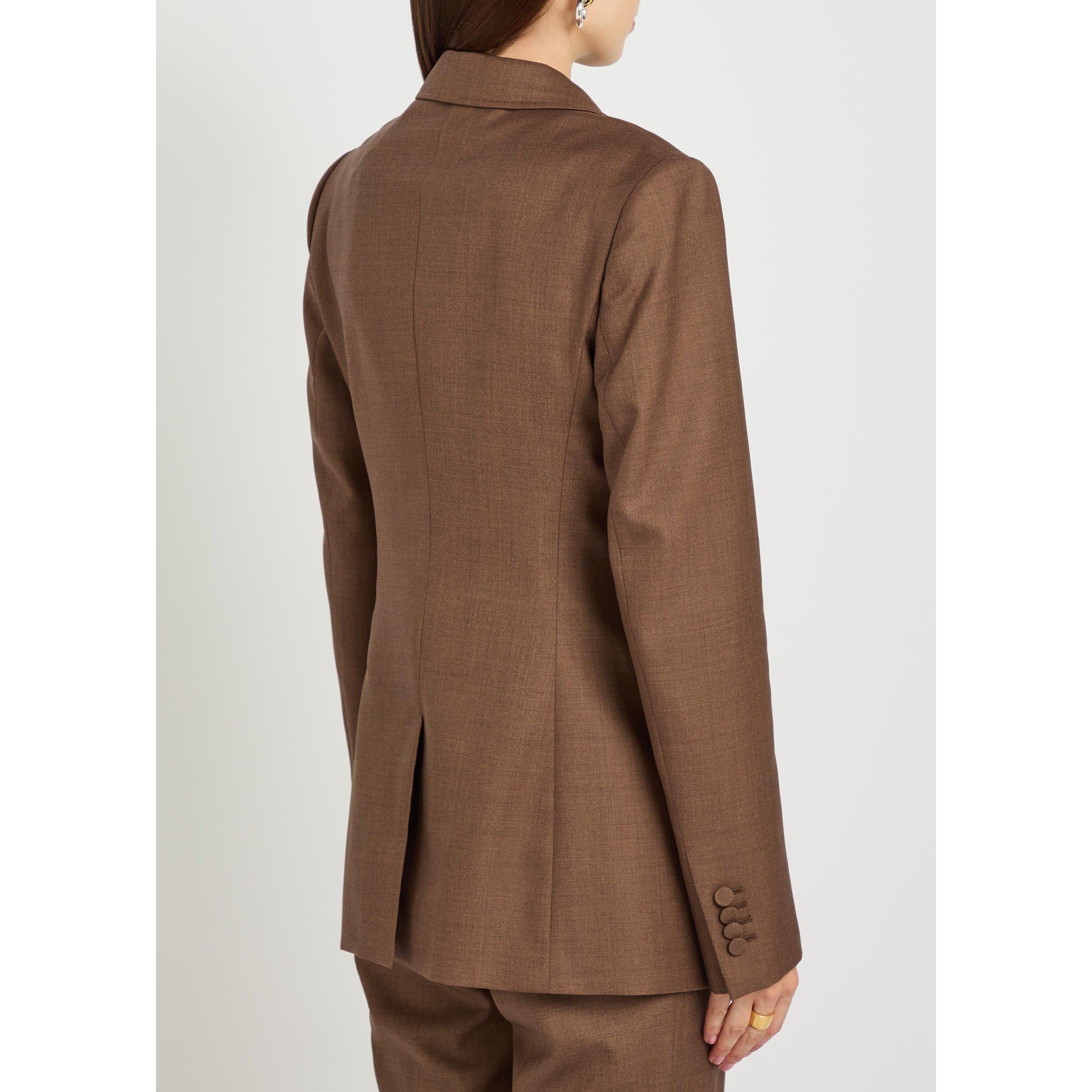 BROWN - Gabriela Hearst - Women's Angela Double-Breasted Wool Blazer - 3