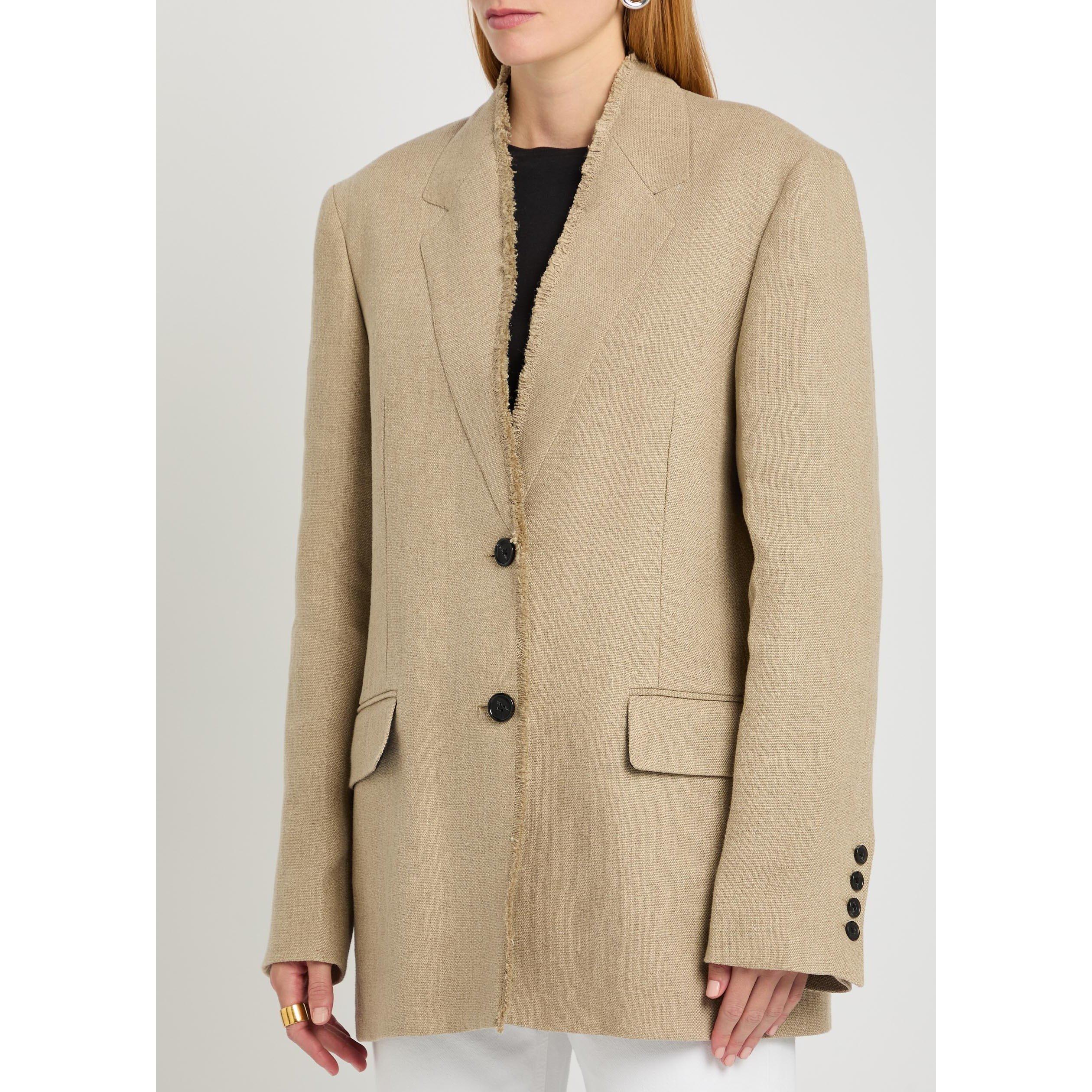 BEIGE - Toteme - Women's Raw Lapel Linen Suit Jacket - 2