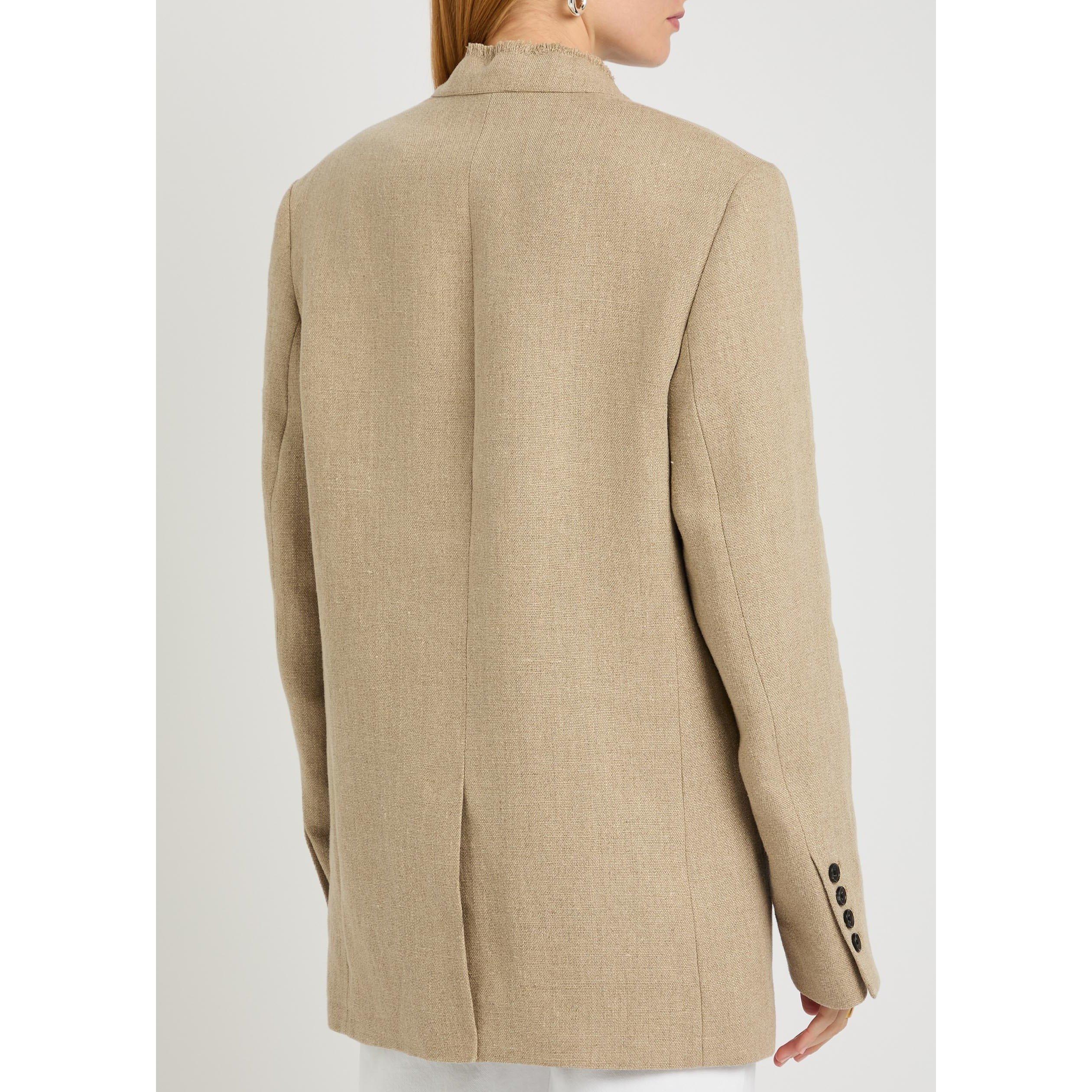 BEIGE - Toteme - Women's Raw Lapel Linen Suit Jacket - 3