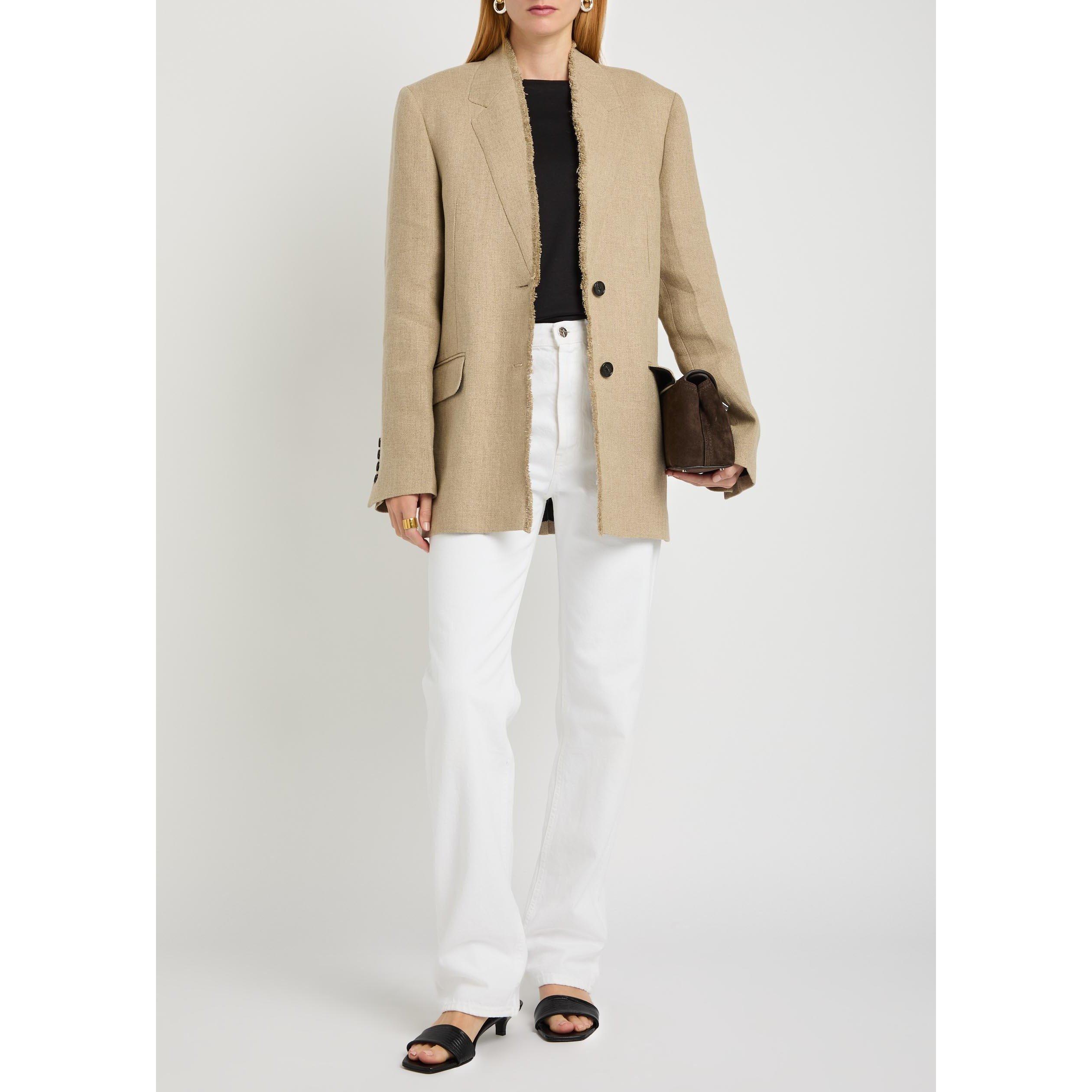 BEIGE - Toteme - Women's Raw Lapel Linen Suit Jacket - 5