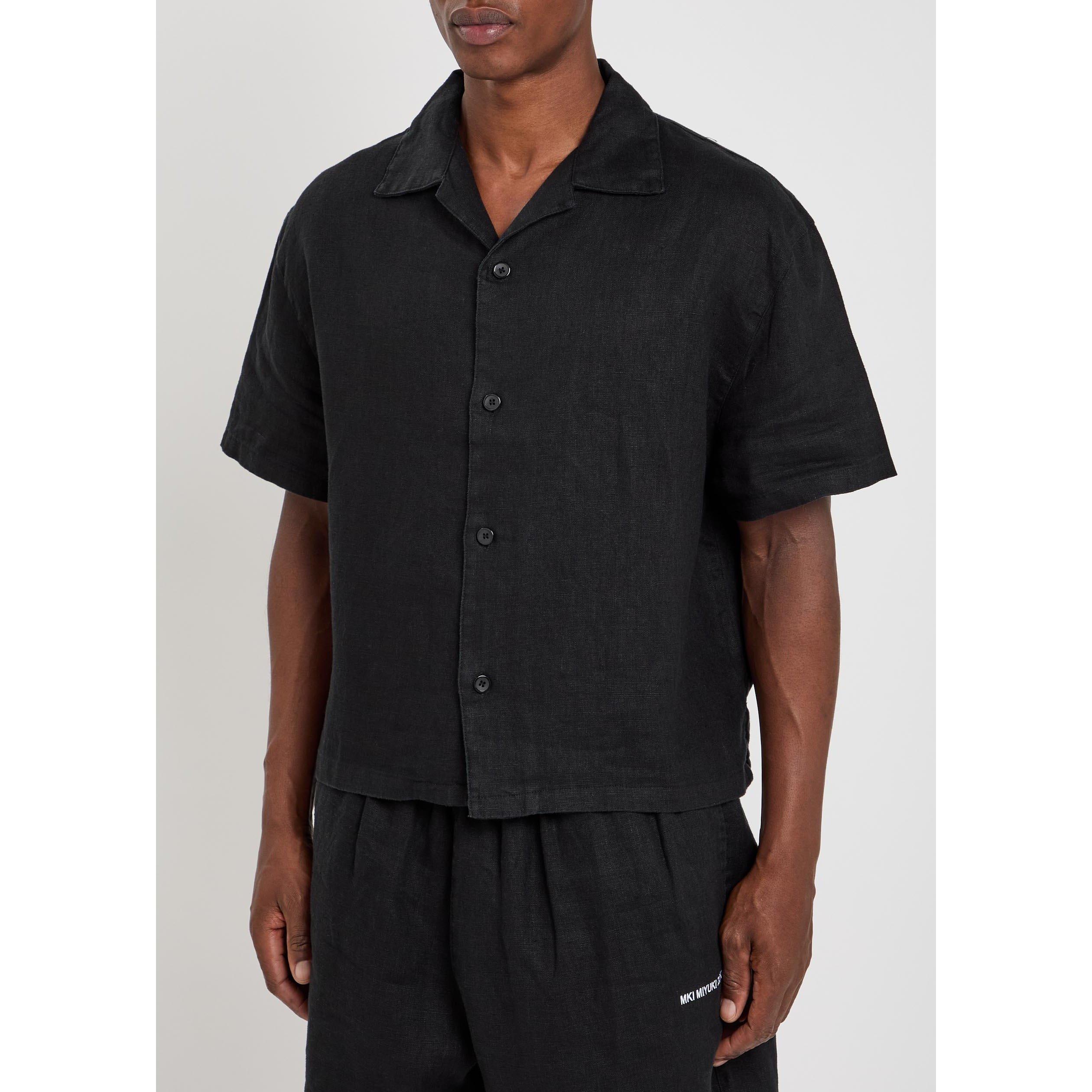 BLACK - MKI MIYUKI ZOKU - Men's Vacation Linen Short-Sleeve Oversized-Fit Shirt - 2