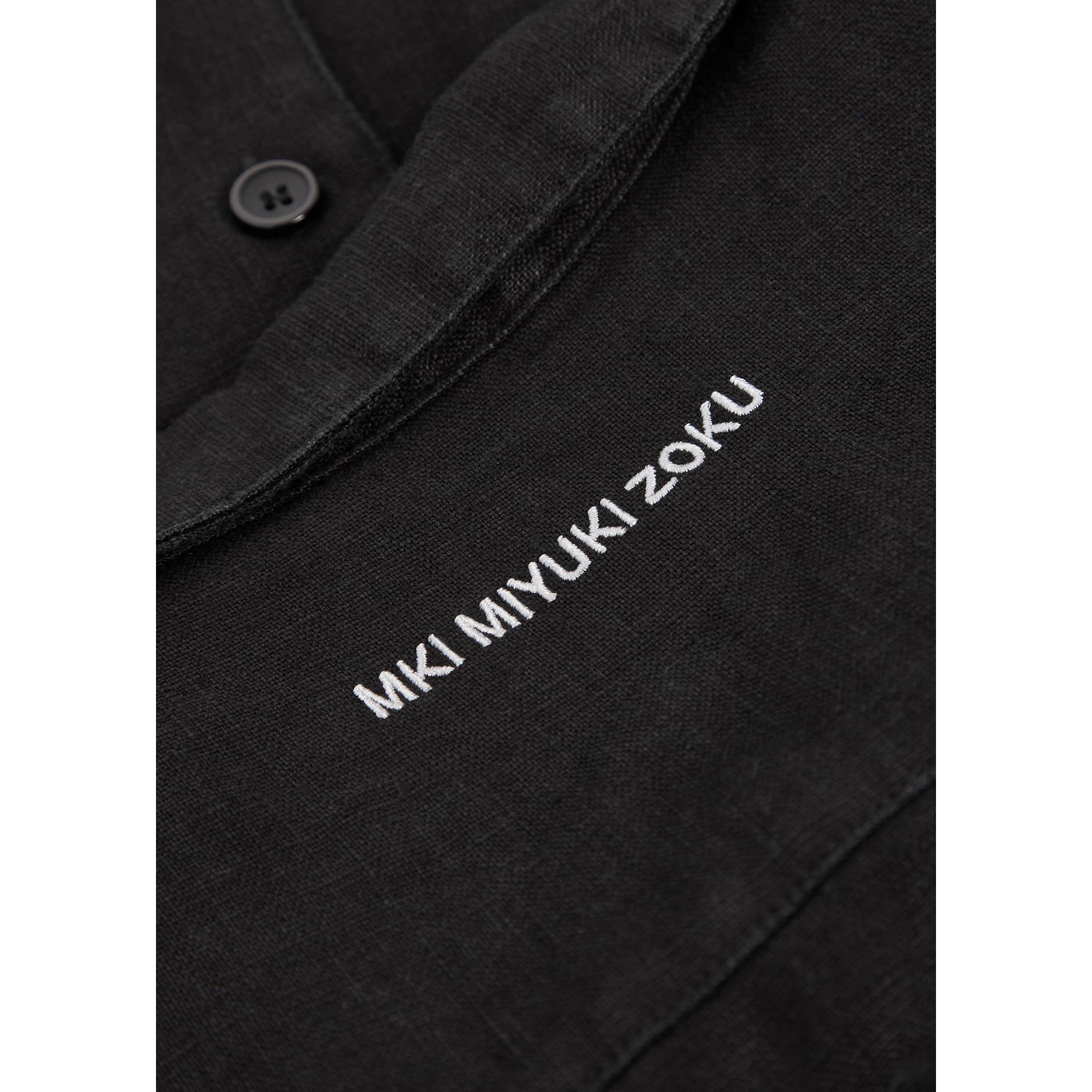 BLACK - MKI MIYUKI ZOKU - Men's Vacation Linen Short-Sleeve Oversized-Fit Shirt - 4