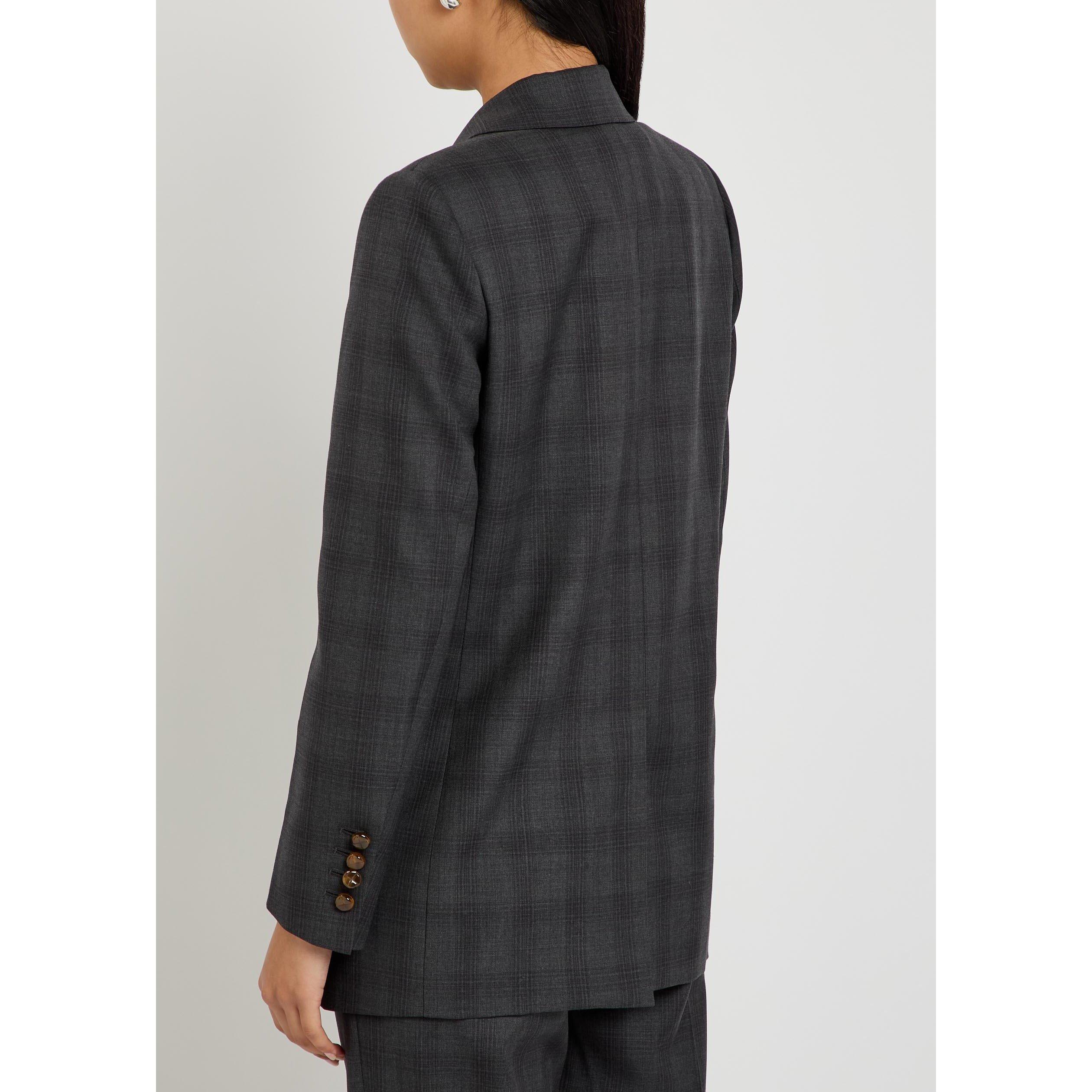 DARK GREY - Blaze Milano - Women's Bravado Everyday Double-Breasted Wool Check Blazer - 3