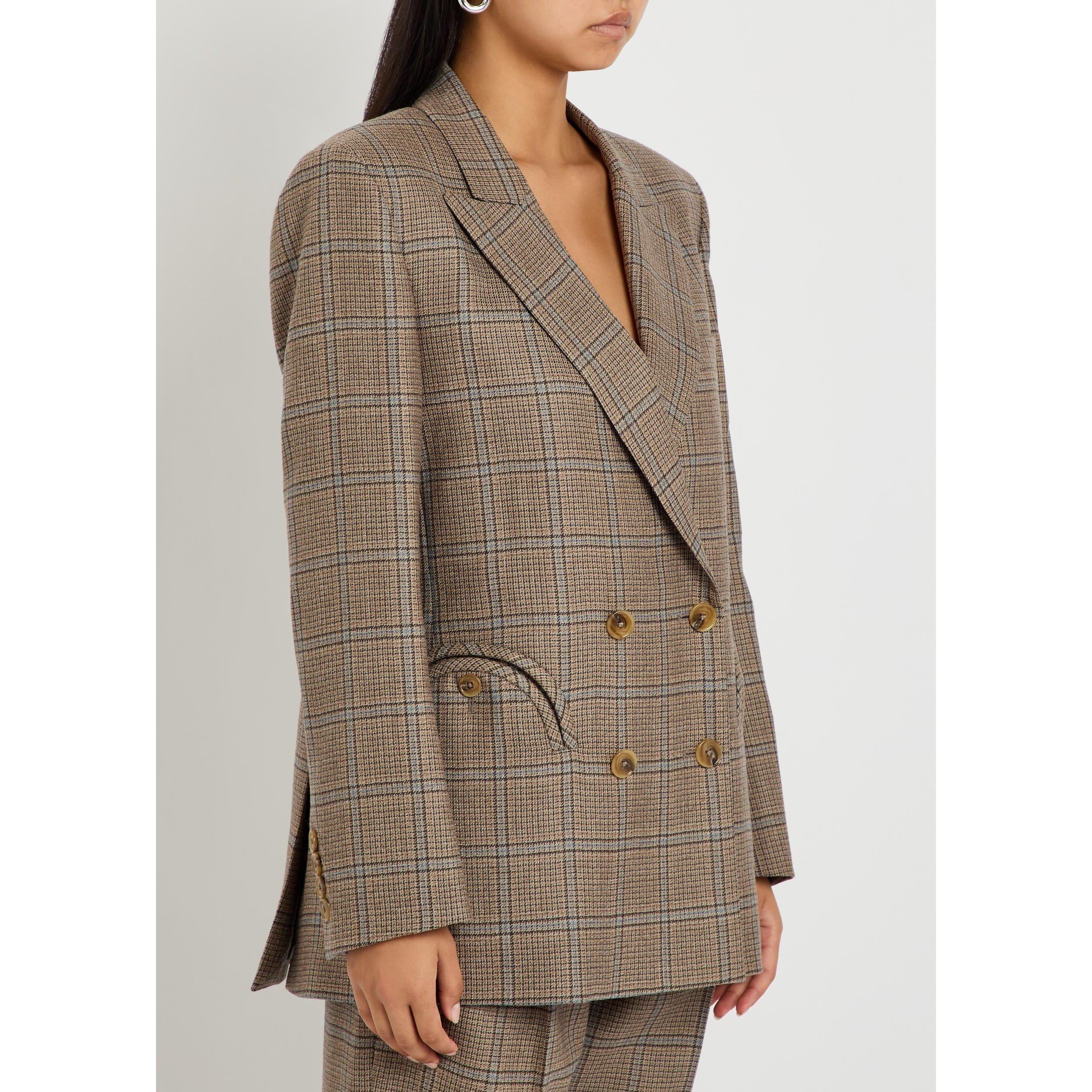 BEIGE - Blaze Milano - Women's Saona Everynight Check Wool Double-Breasted Blazer - 2
