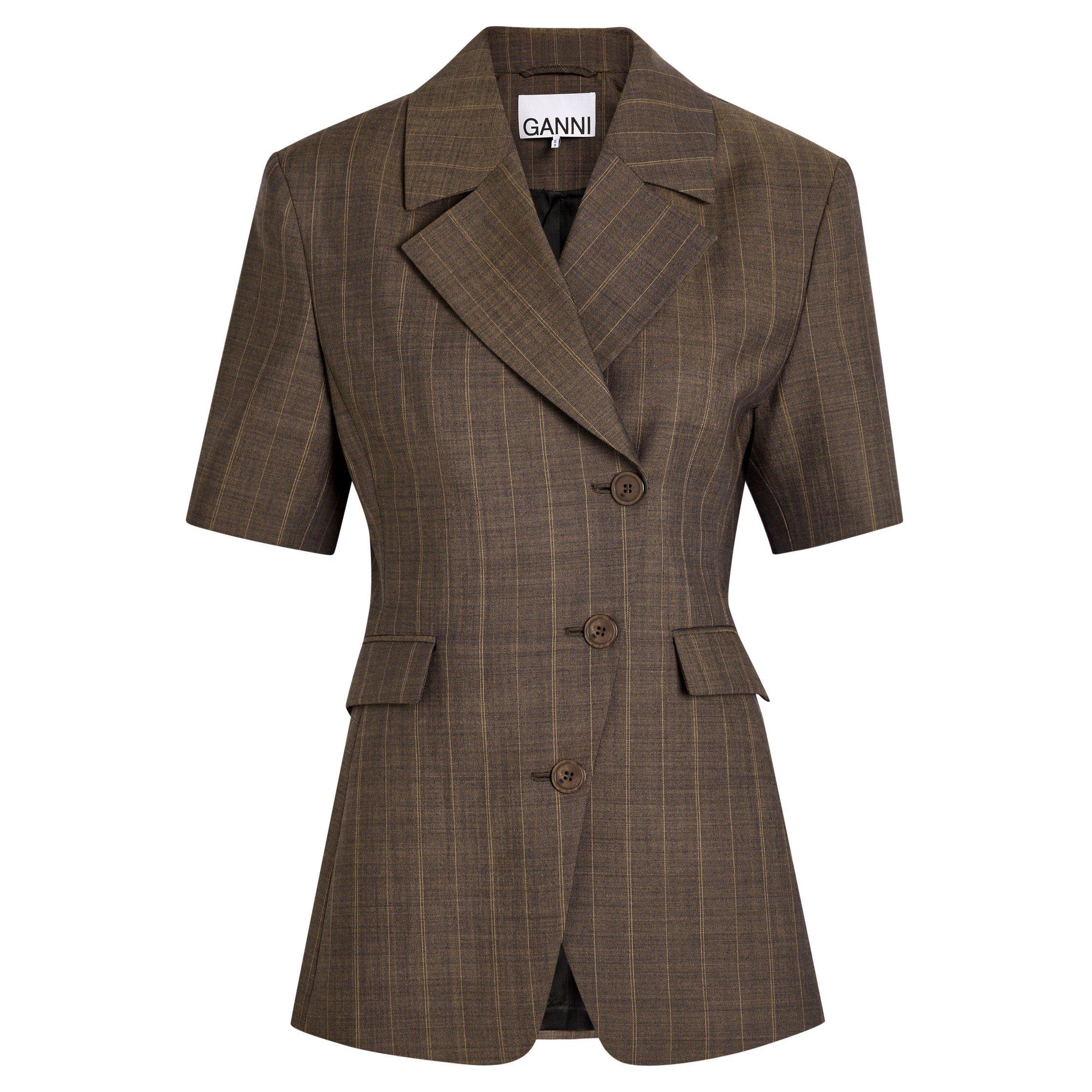 BROWN - Ganni - JKT Melange Stripe Shrt B