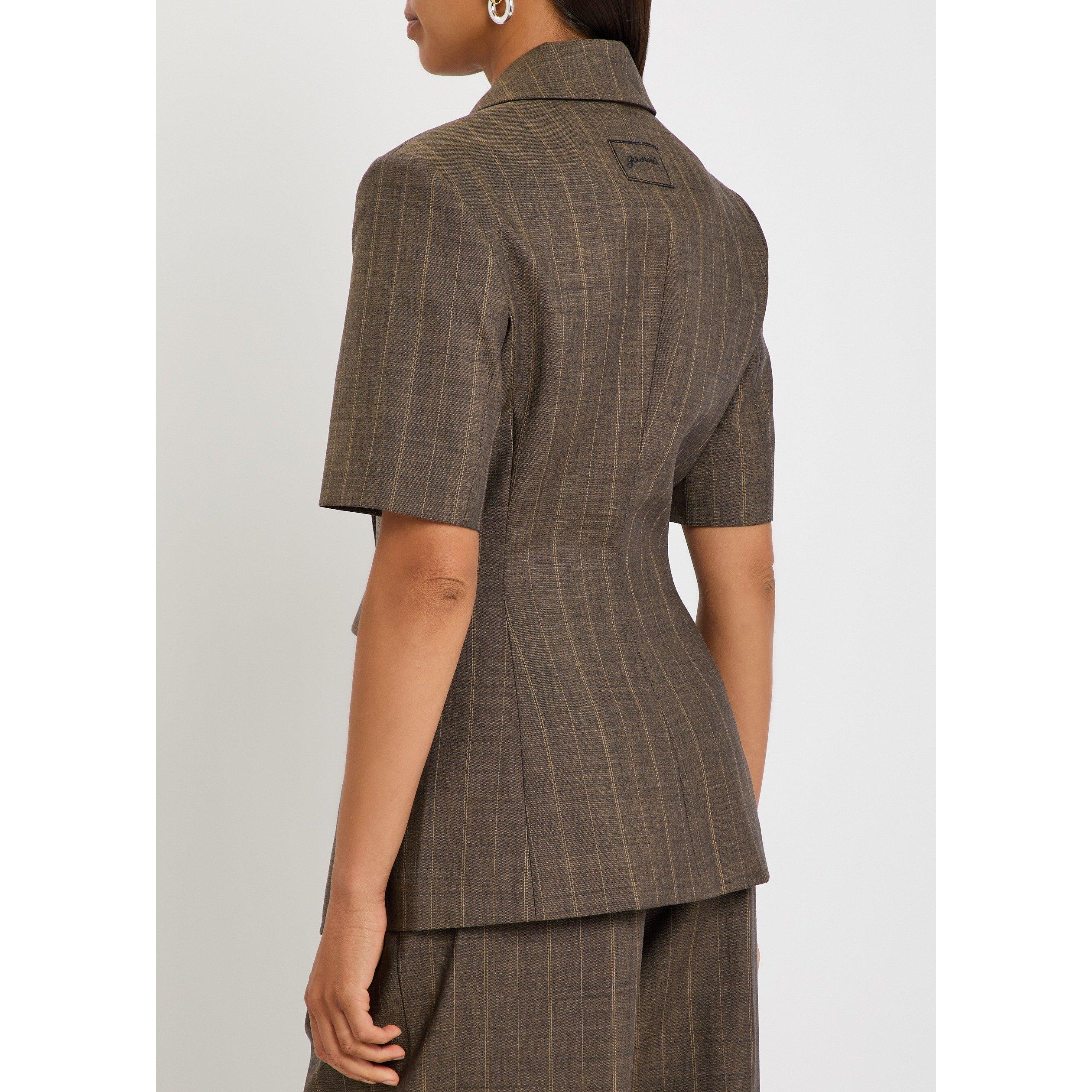 BROWN - Ganni - JKT Melange Stripe Shrt Blazer - 3