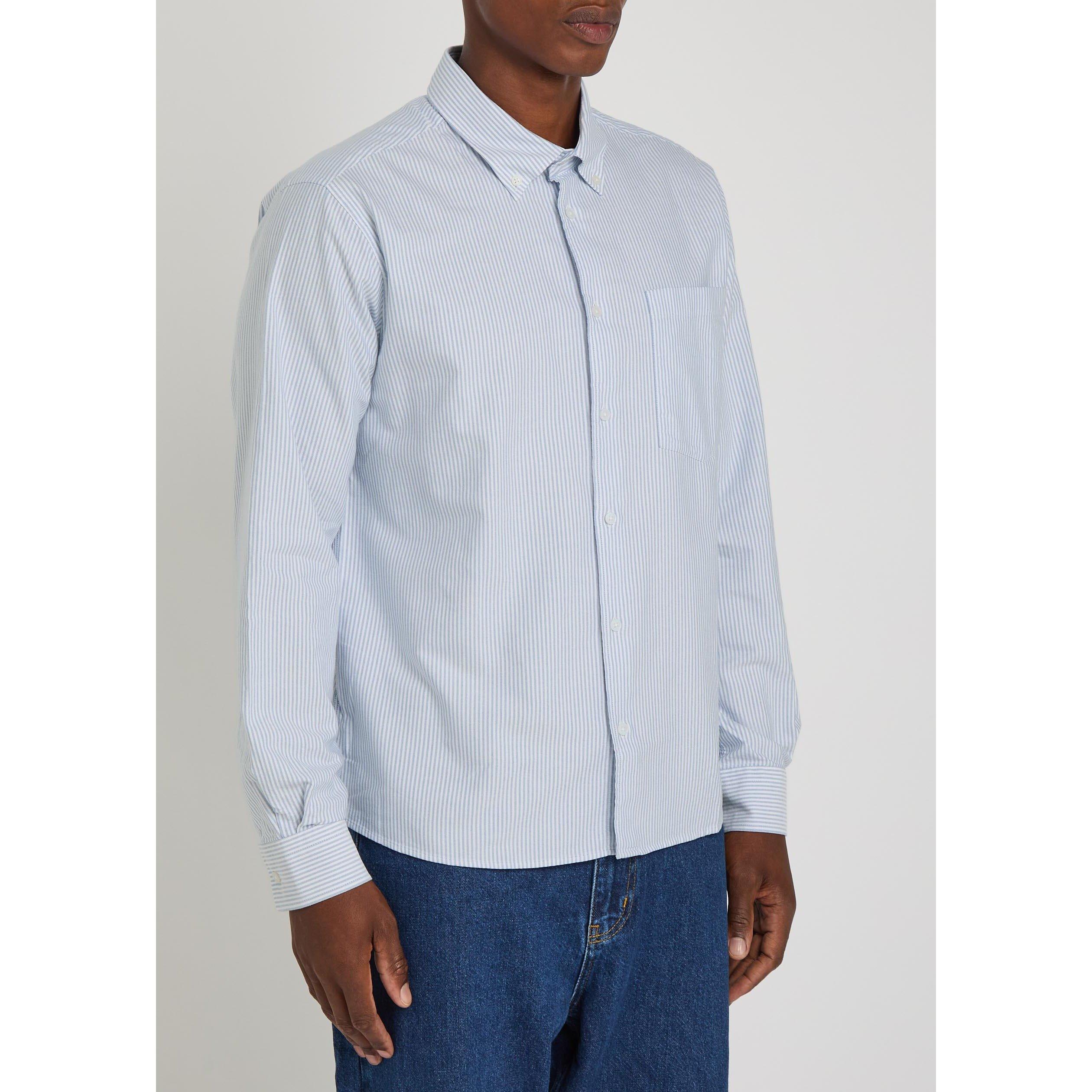 LIGHT BLUE - Percival - Men's Cotton Striped Long-Sleeve Oxford Shirt - 2