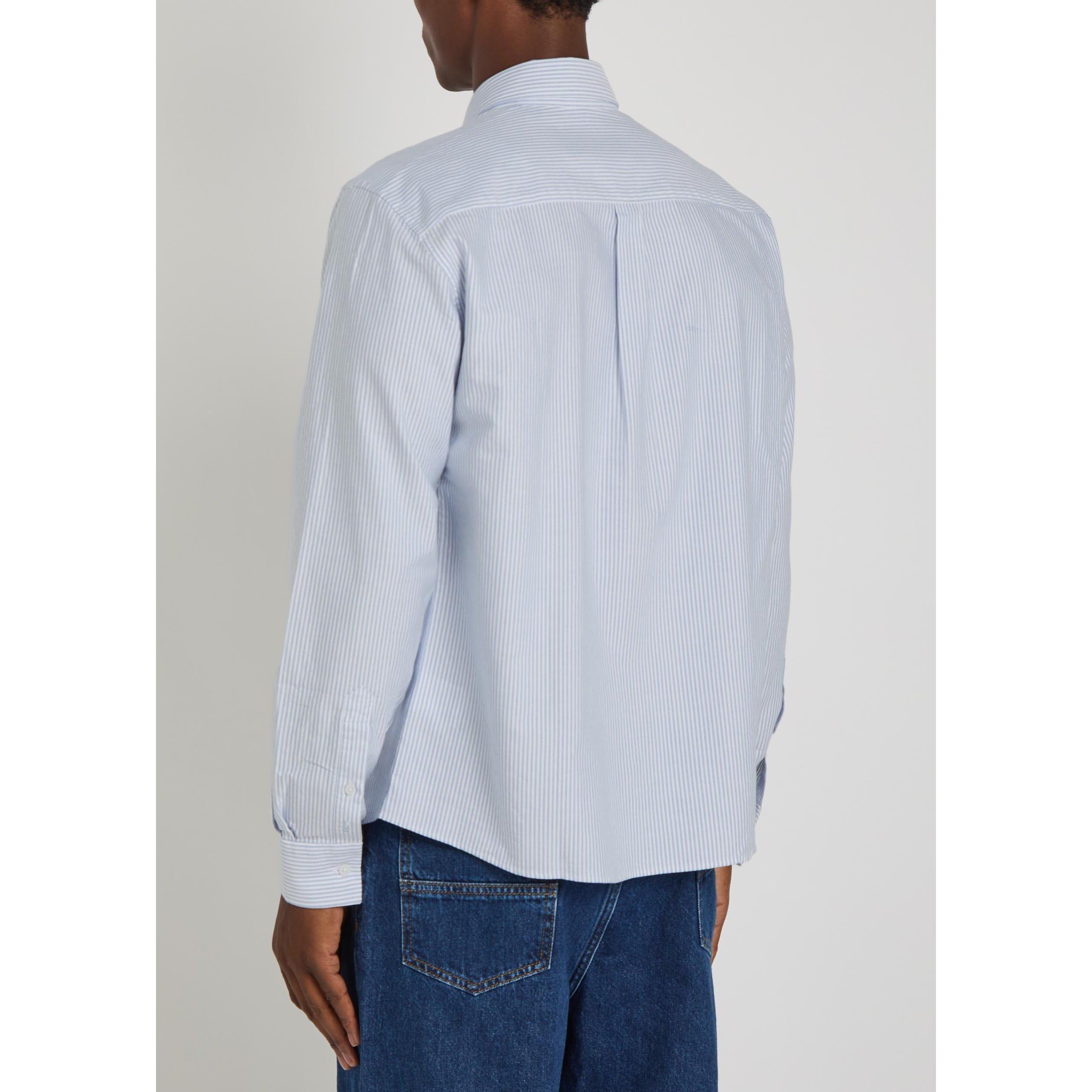 LIGHT BLUE - Percival - Men's Cotton Striped Long-Sleeve Oxford Shirt - 3