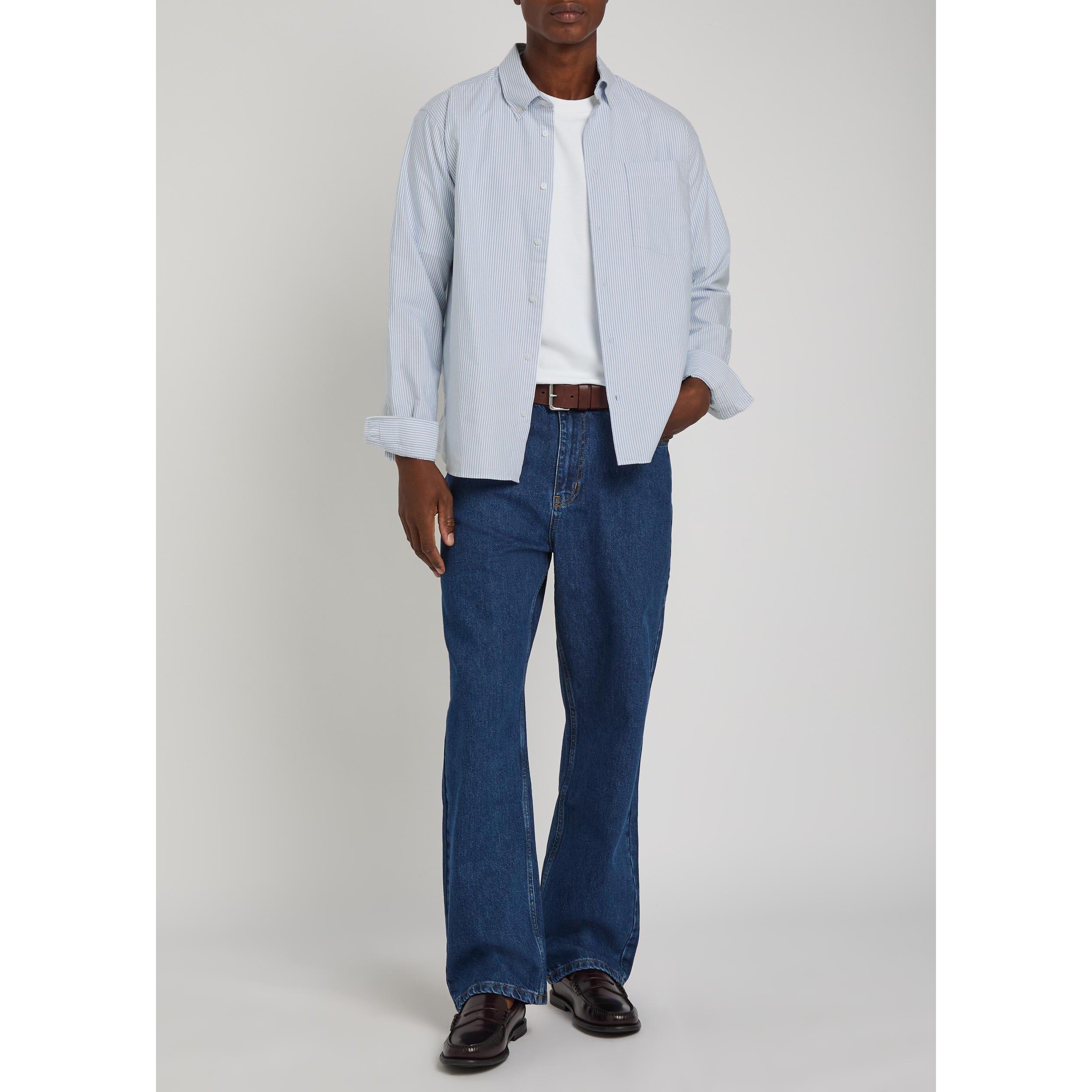 LIGHT BLUE - Percival - Men's Cotton Striped Long-Sleeve Oxford Shirt - 5