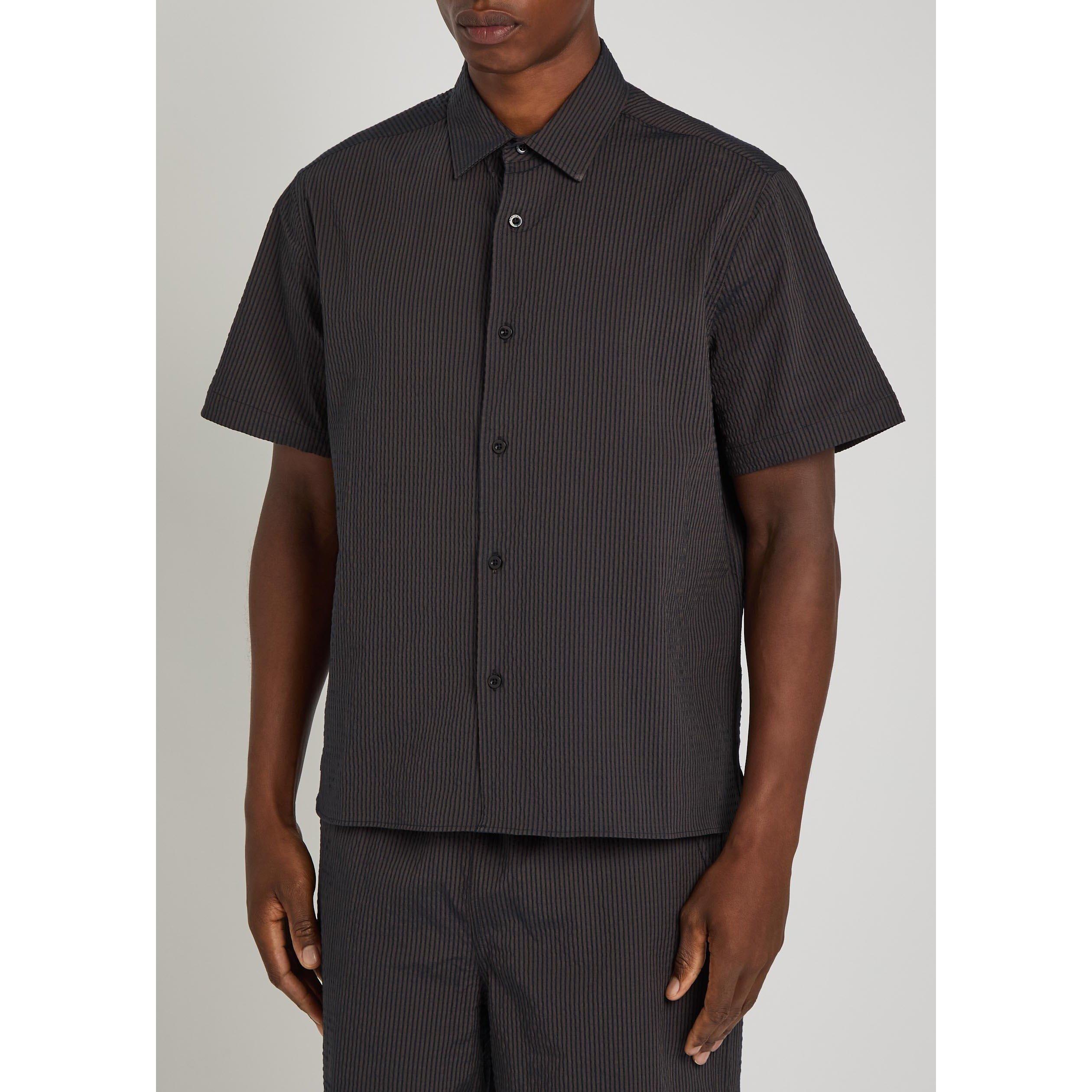 NAVY - Percival - Men's Striped Polycotton Short-Sleeve Shirt - 2