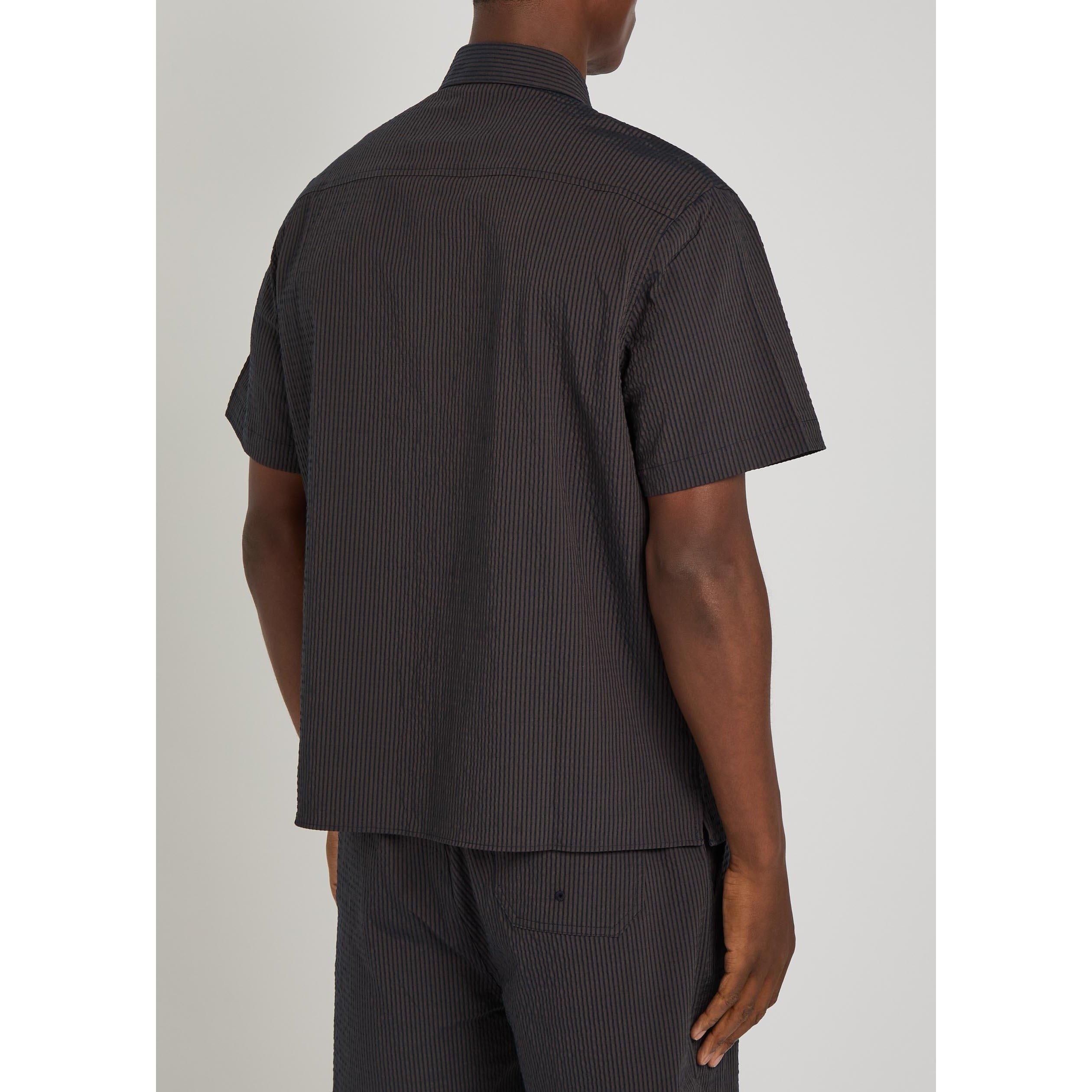 NAVY - Percival - Men's Striped Polycotton Short-Sleeve Shirt - 3