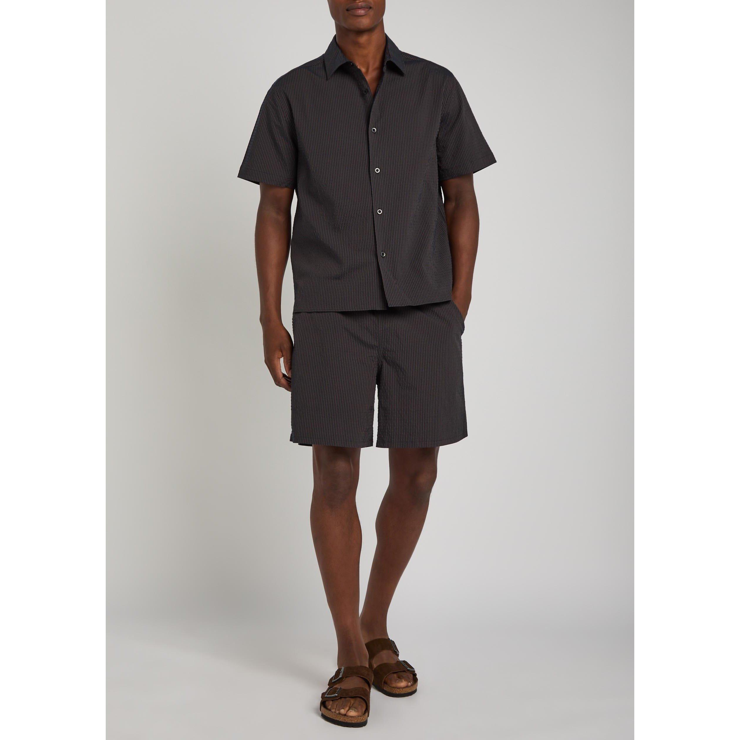 NAVY - Percival - Men's Striped Polycotton Short-Sleeve Shirt - 5