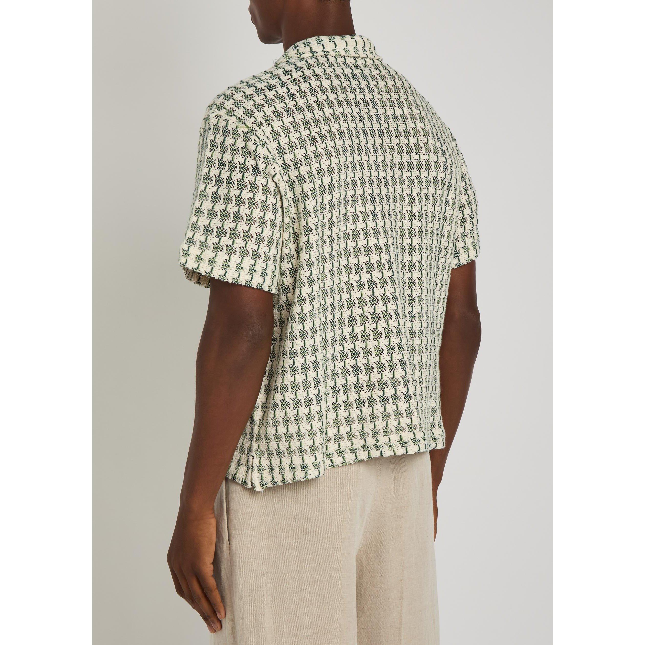 GREEN - Percival - Men's Cuban Check Cotton Short-Sleeve Oversized-Fit Shirt - 3