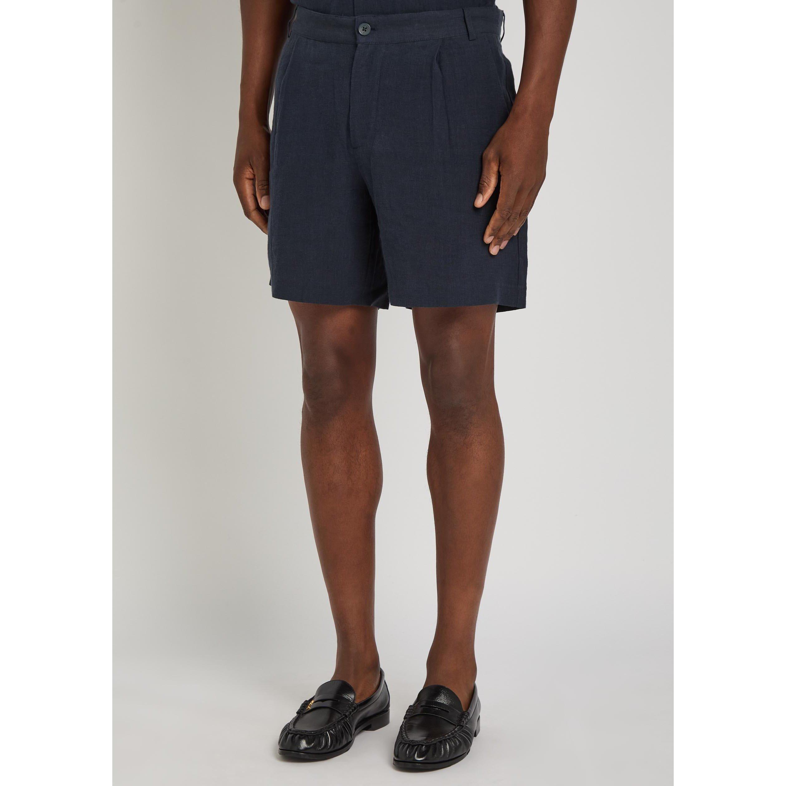 NAVY - Percival - Men's Linen Tailored Shorts - 2