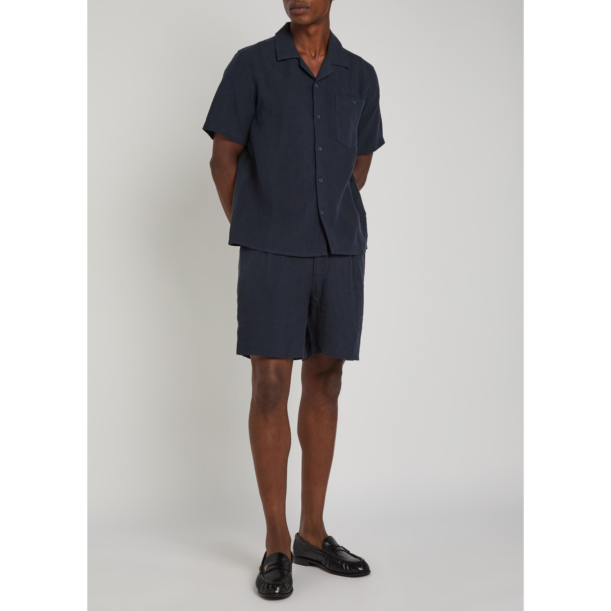 NAVY - Percival - Men's Linen Tailored Shorts - 5