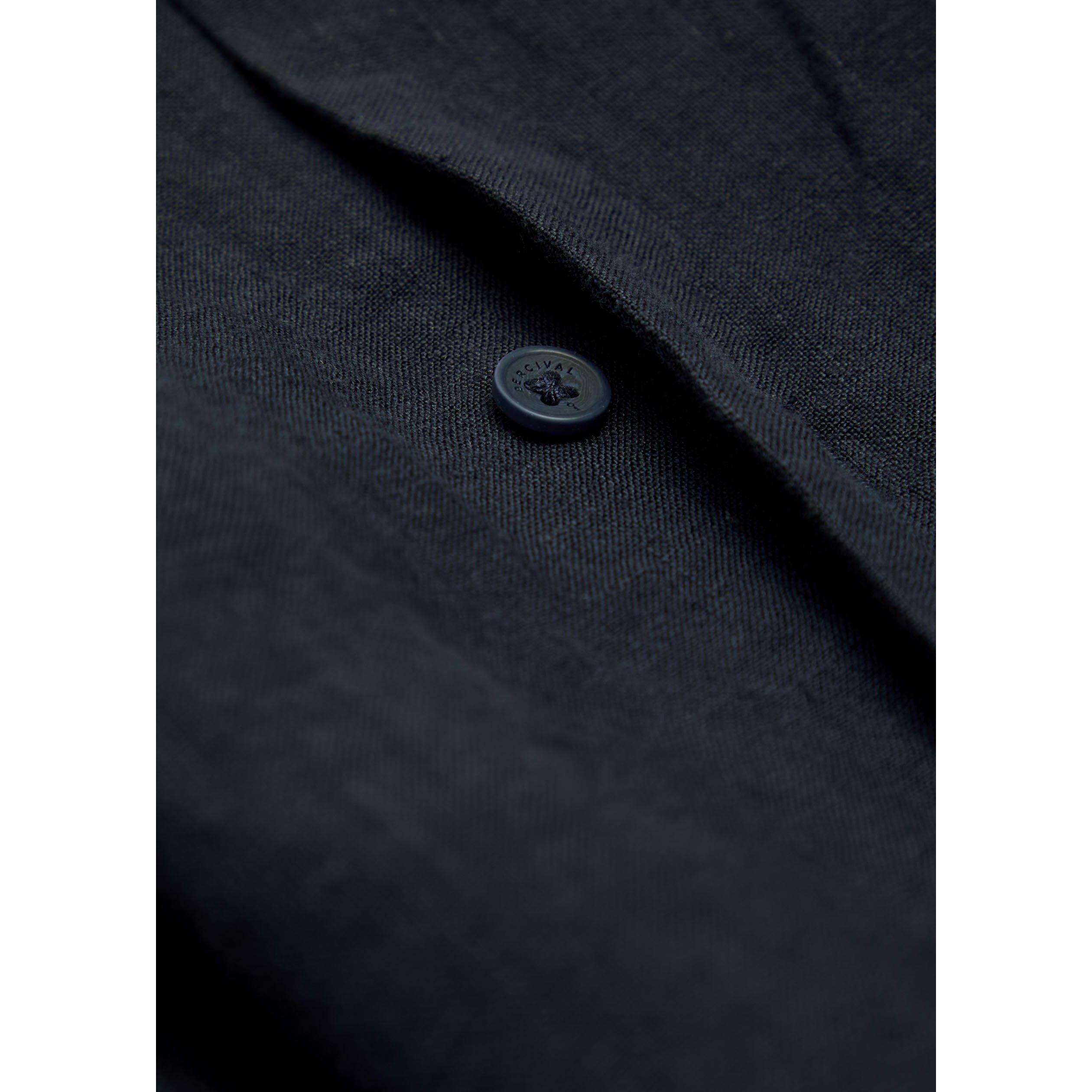 NAVY - Percival - Men's Cuban Short-Sleeve Linen Boxy-Fit Shirt - 4