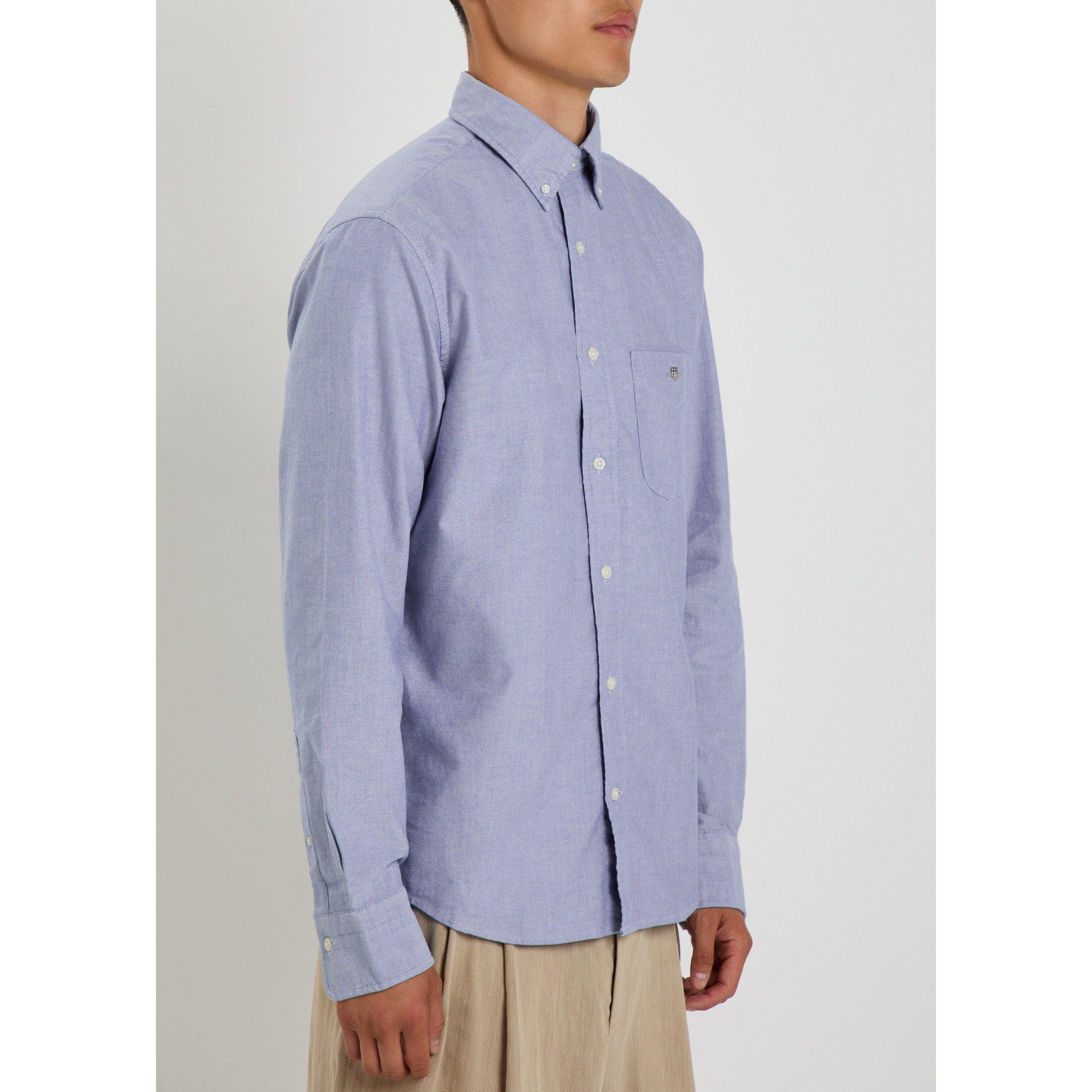 BLUE - Gant - Men's Cotton Long-Sleeve Oxford Shirt - 2