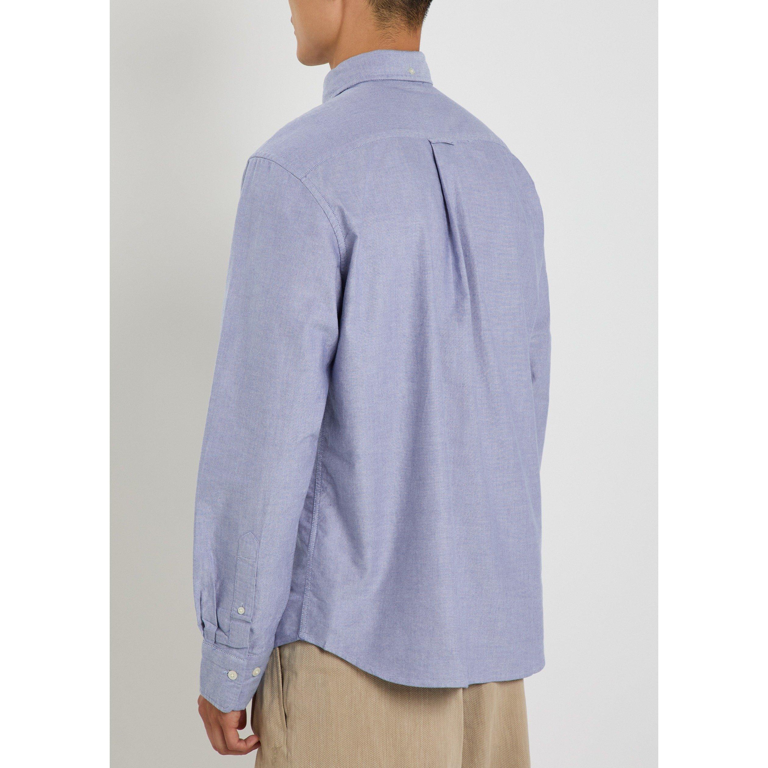 BLUE - Gant - Men's Cotton Long-Sleeve Oxford Shirt - 3