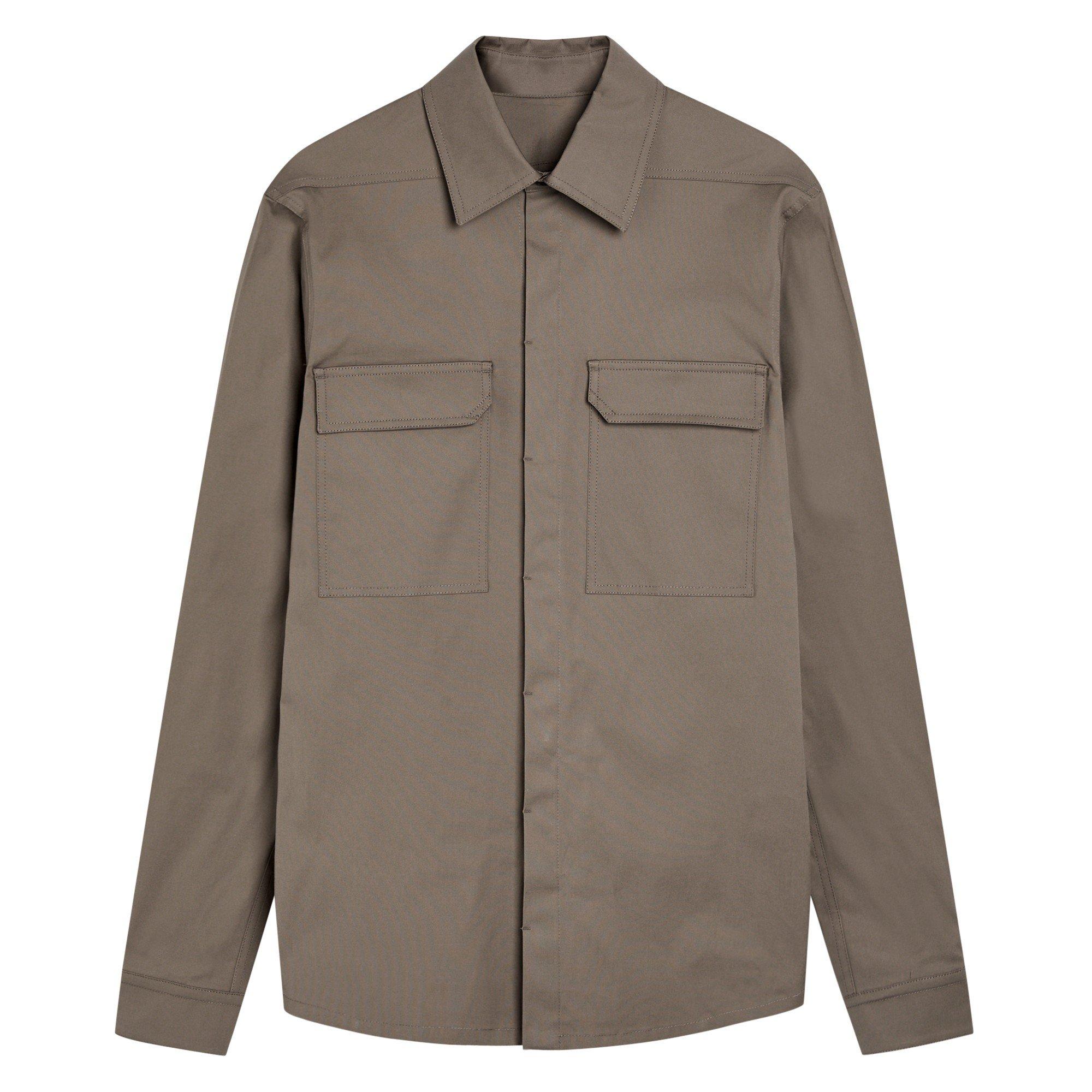BROWN - Rick Owens - Men's RO Camicia Work Cotton Shirt - 1