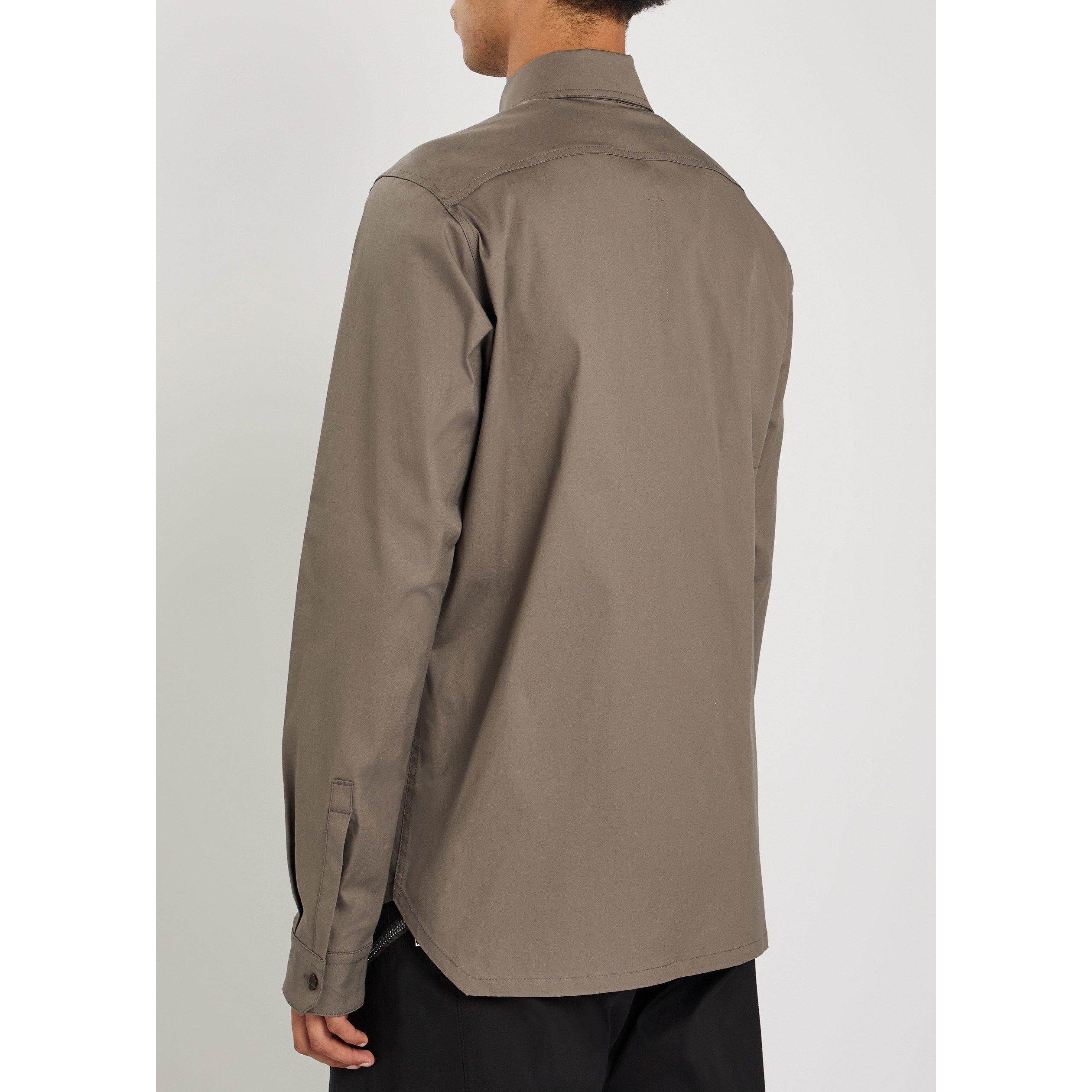 BROWN - Rick Owens - Men's RO Camicia Work Cotton Shirt - 3