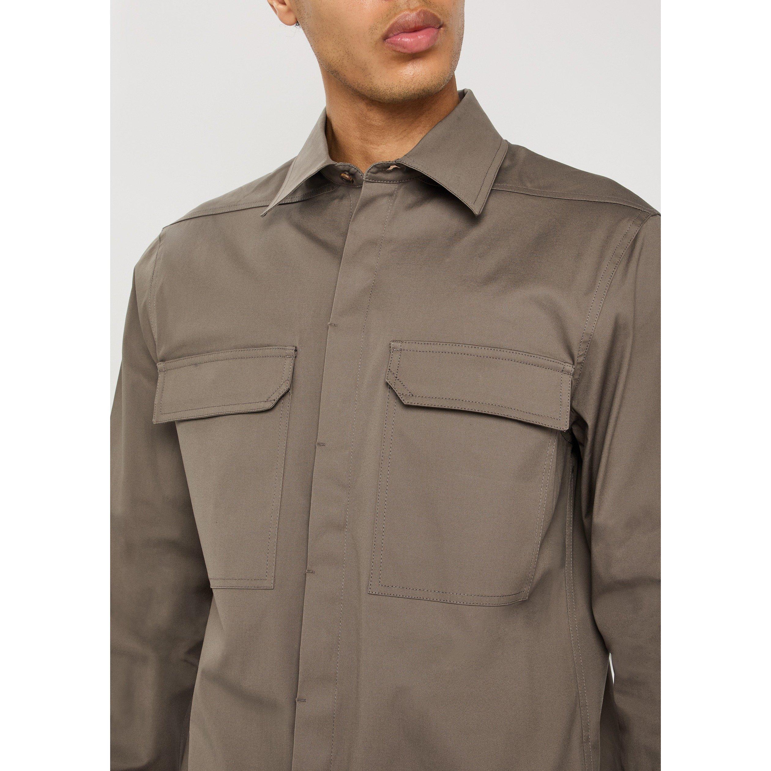 BROWN - Rick Owens - Men's RO Camicia Work Cotton Shirt - 4
