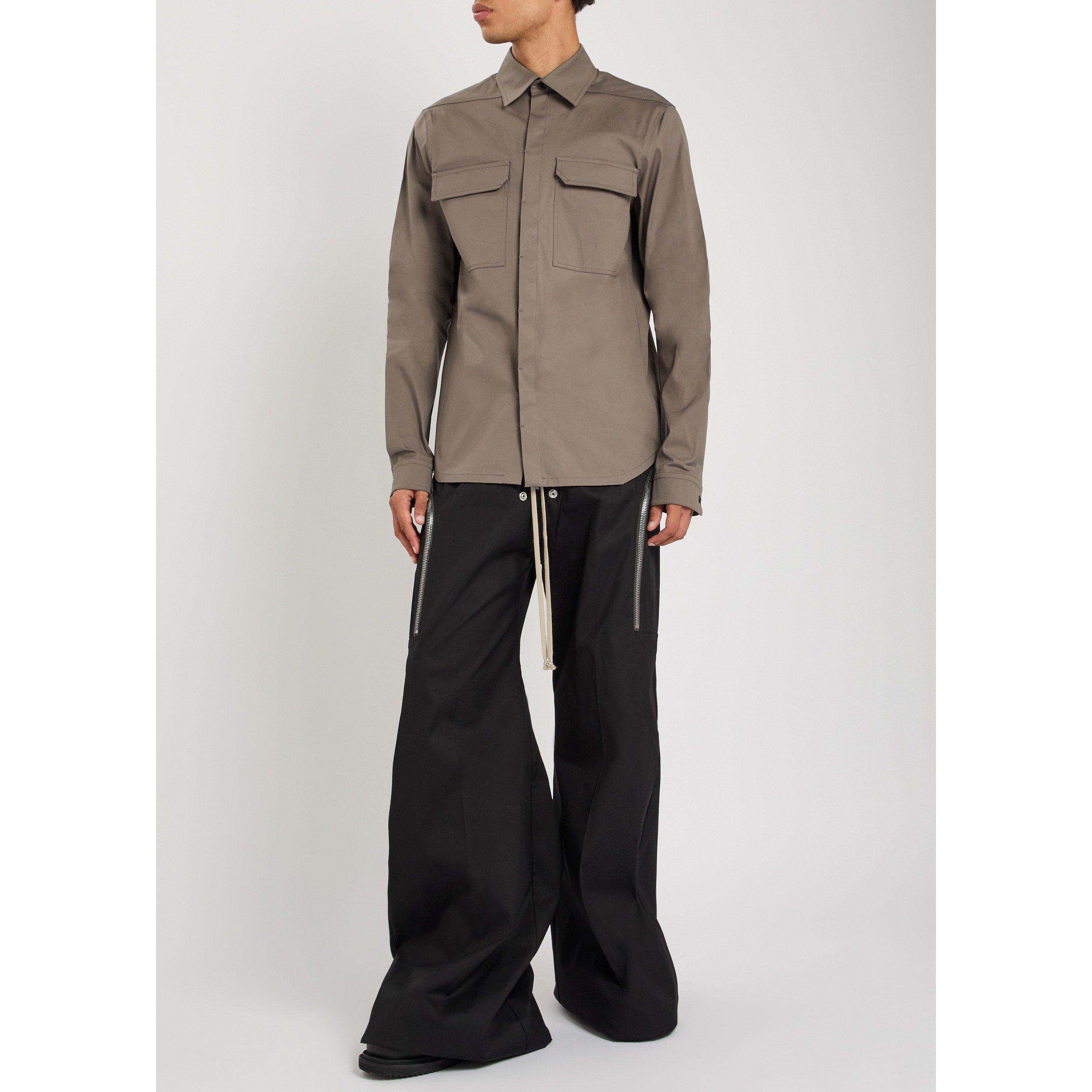 BROWN - Rick Owens - Men's RO Camicia Work Cotton Shirt - 5
