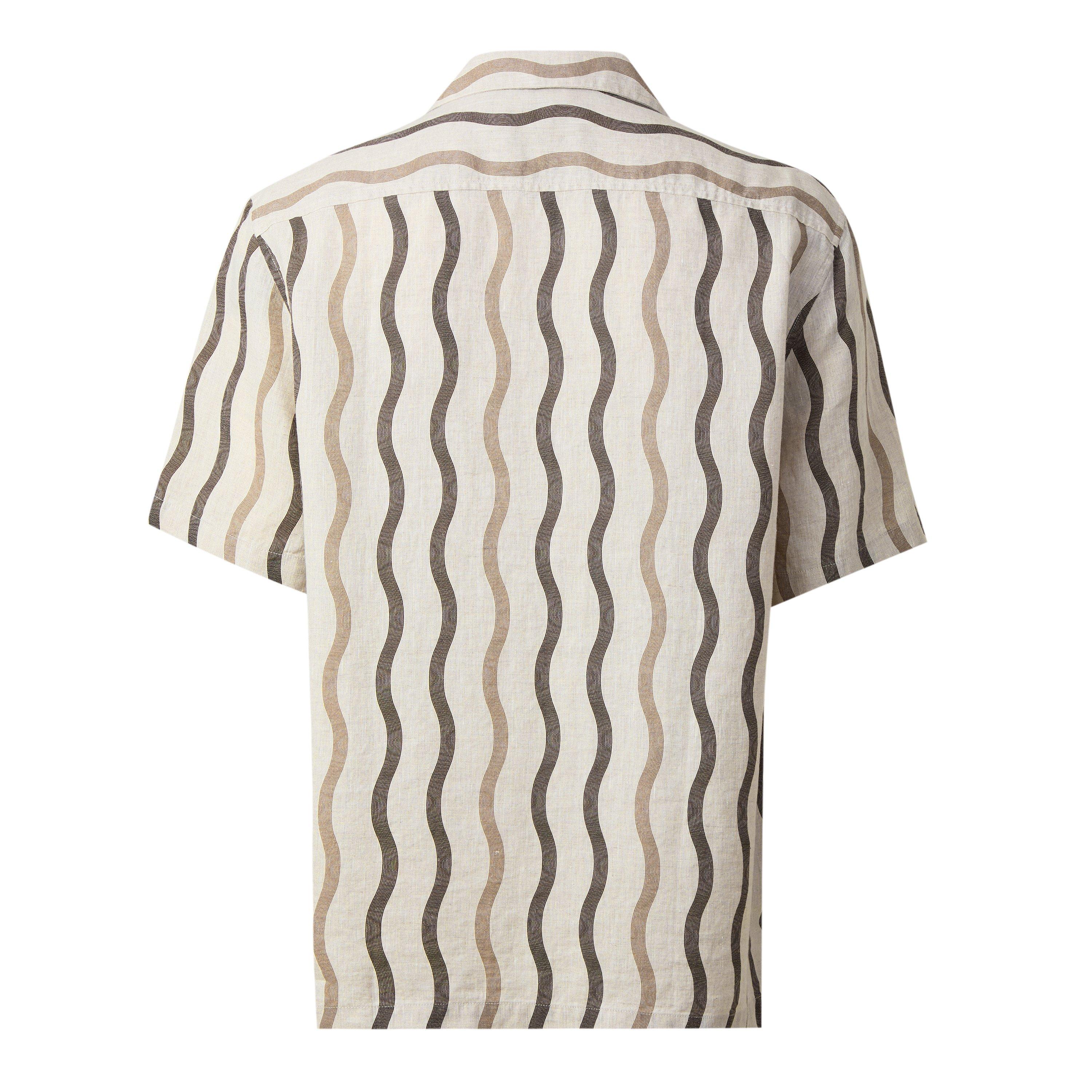 BROWN AND OTHER - Frescobol Carioca - Men's Roberto Cabana Short-Sleeve Linen Patterned Shirt - 2