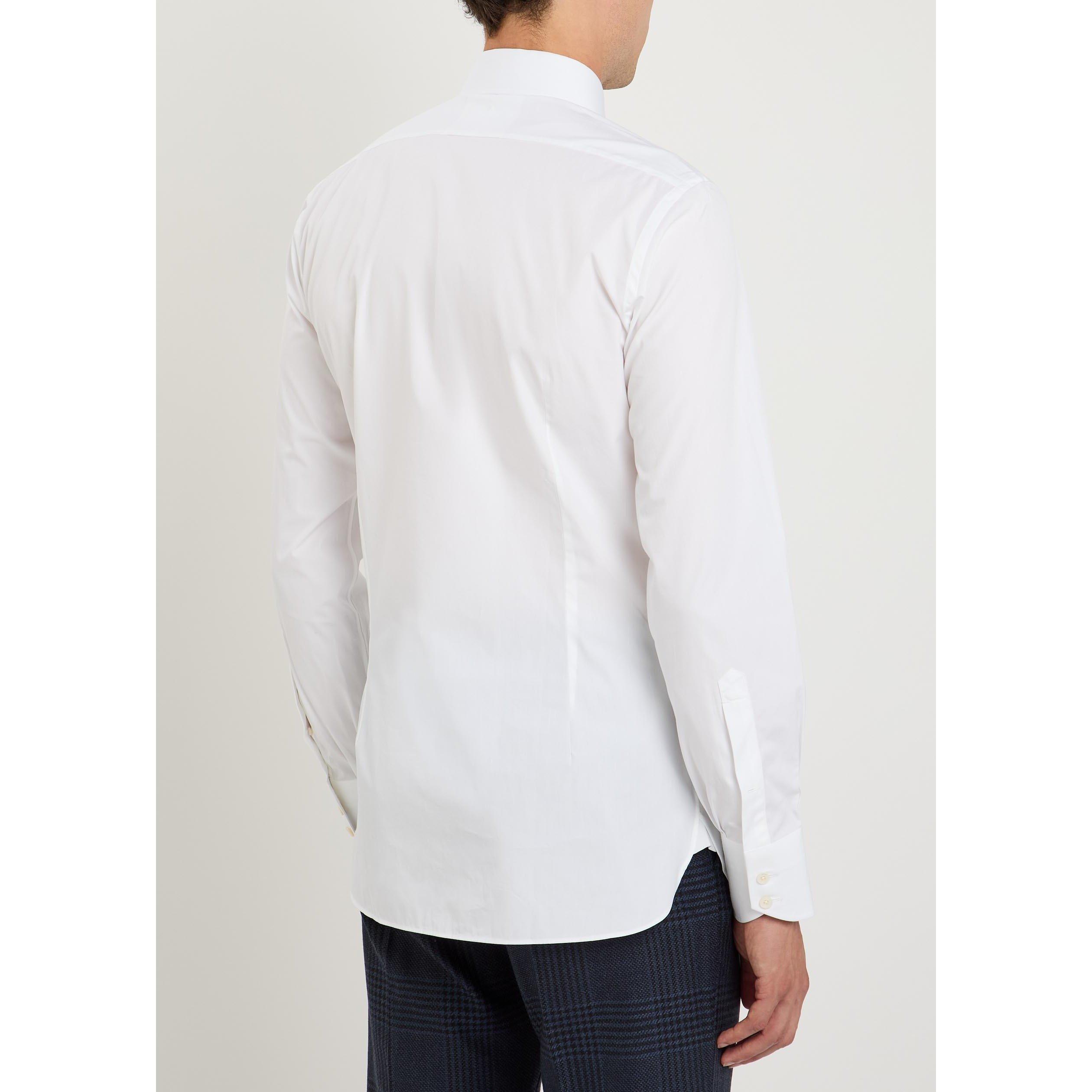 WHITE - Tom Ford - Men's Cotton Long-Sleeve Slim-Fit Shirt - 3
