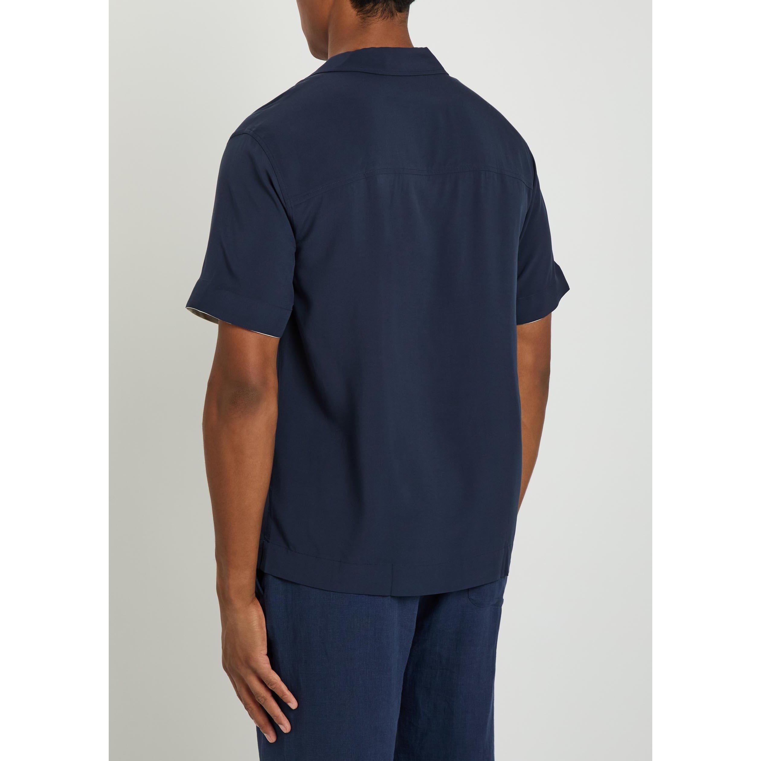 NAVY - Che - Men's Valbonne Short-Sleeve Viscose Shirt - 3