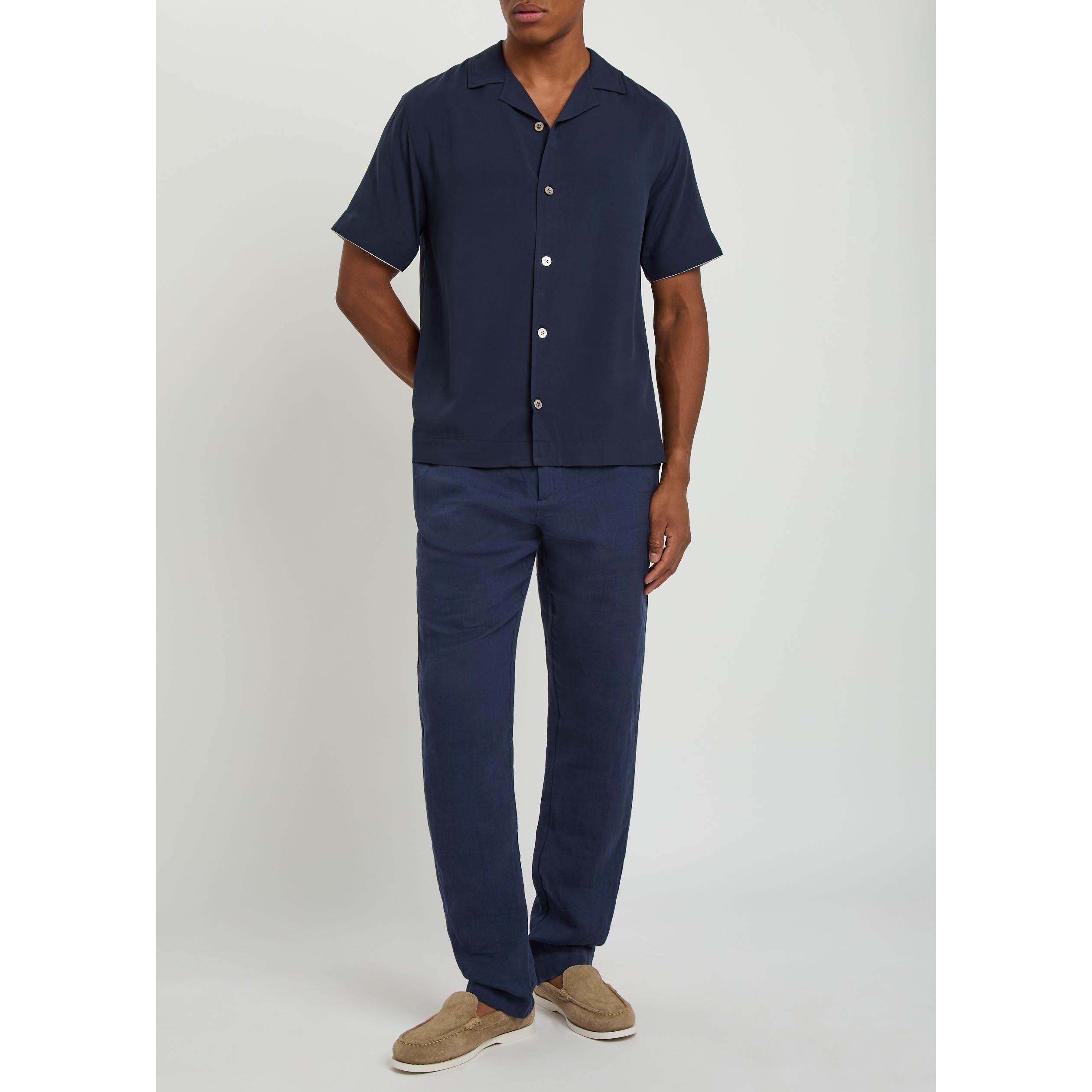 NAVY - Che - Men's Valbonne Short-Sleeve Viscose Shirt - 5
