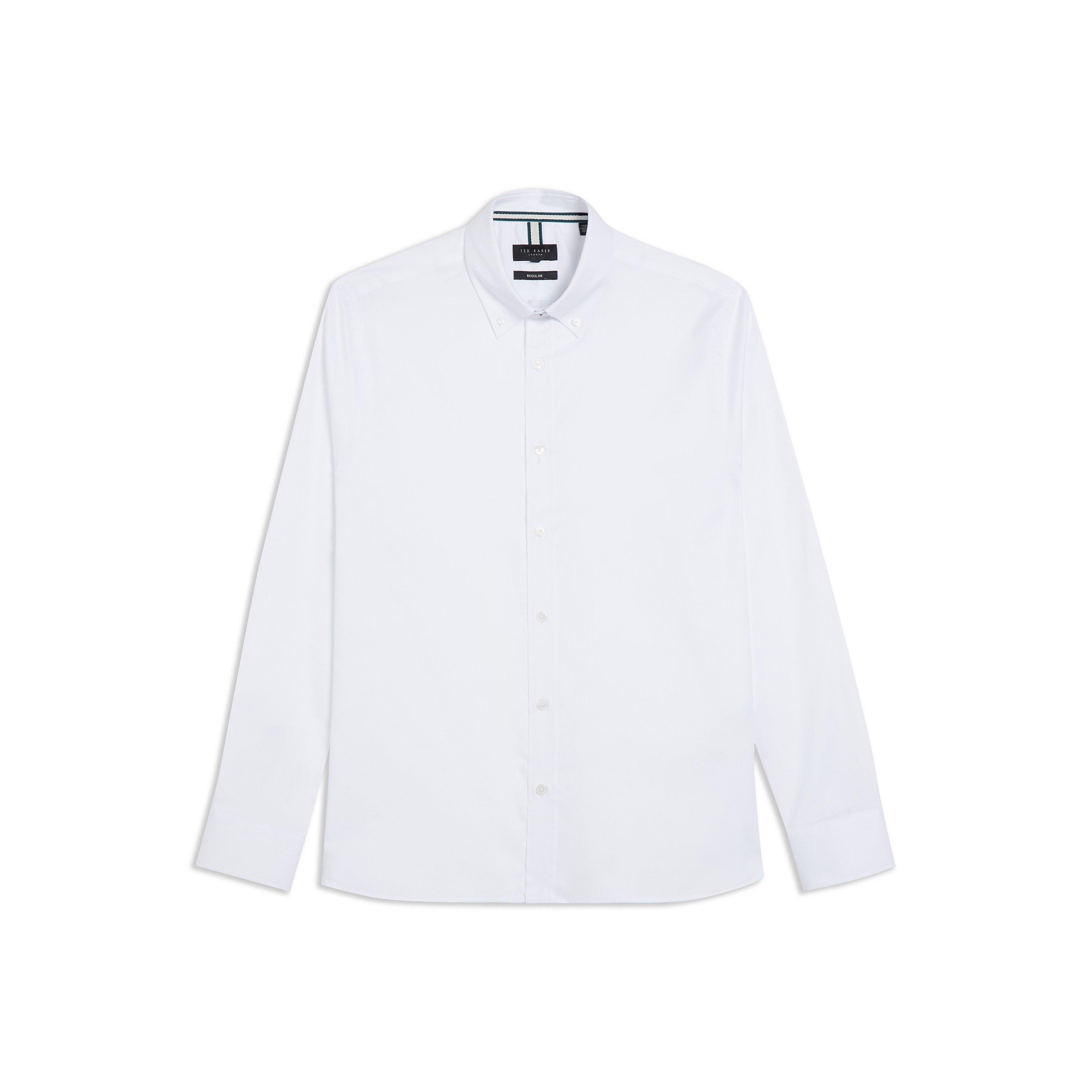 Blanco - Ted Baker - Men's Allardo Premium Long-Sleeve Oxford Shirt - 7