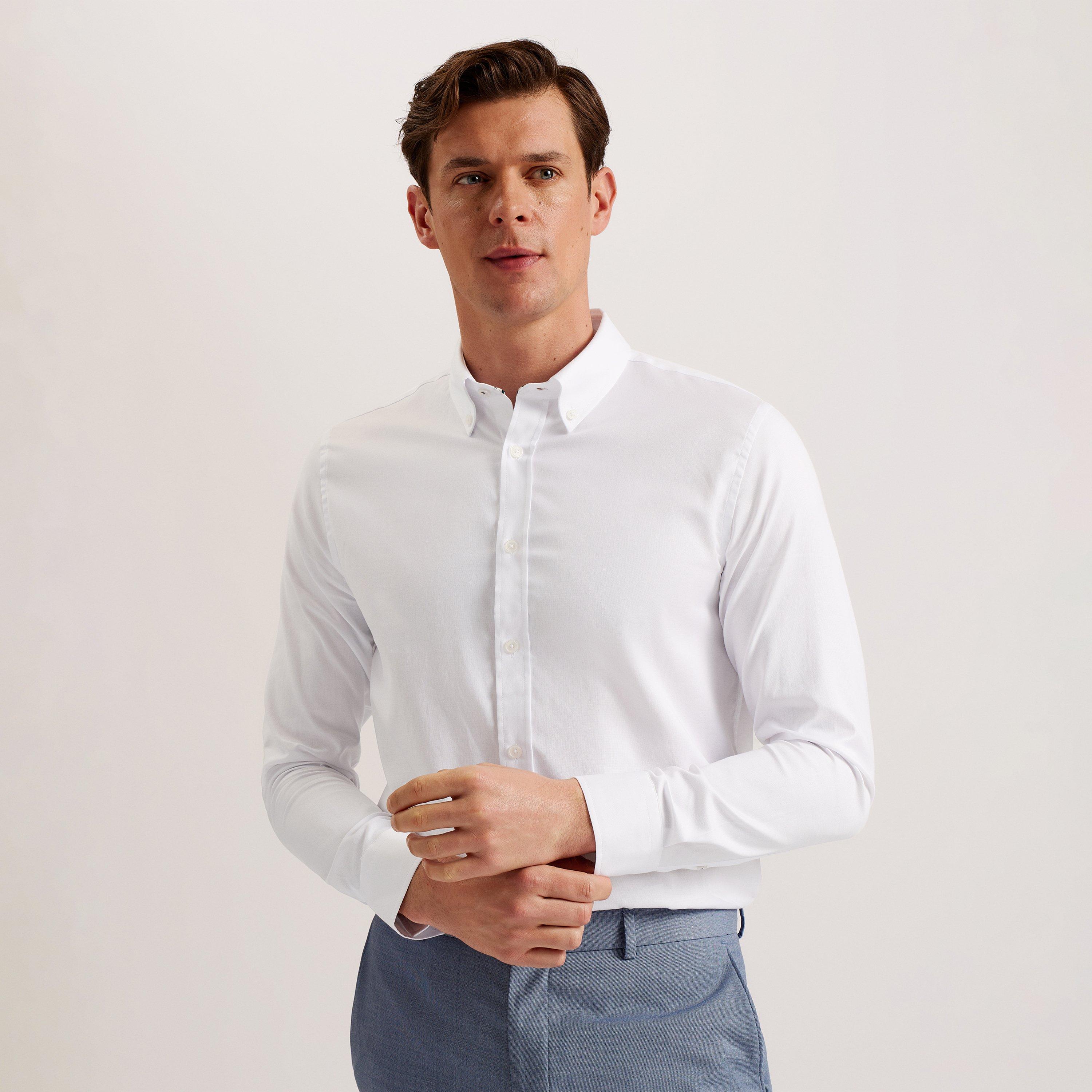 Blanco - Ted Baker - Men's Allardo Premium Long-Sleeve Oxford Shirt - 3