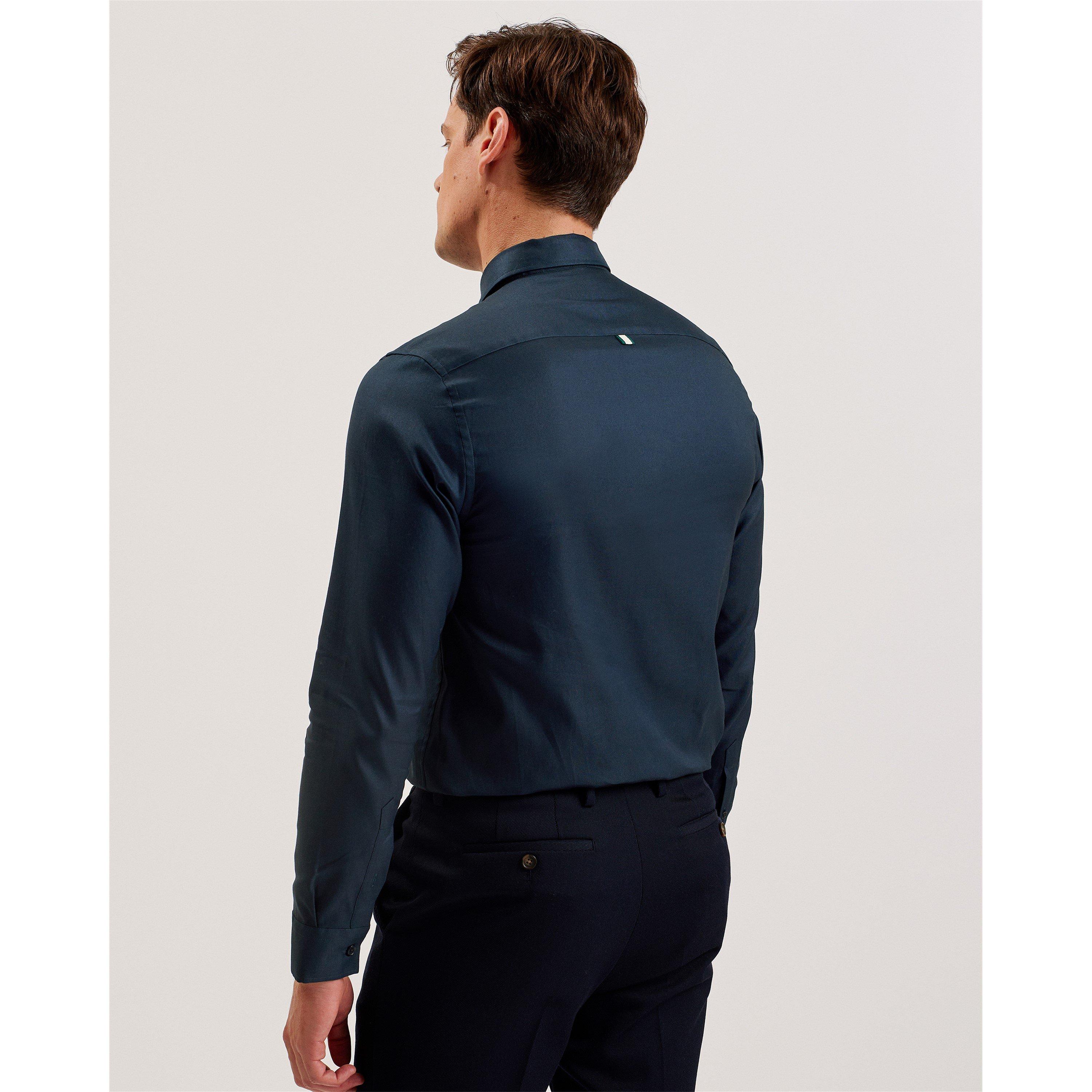 Navy - Ted Baker - Men's Allardo Premium Long-Sleeve Oxford Shirt - 3