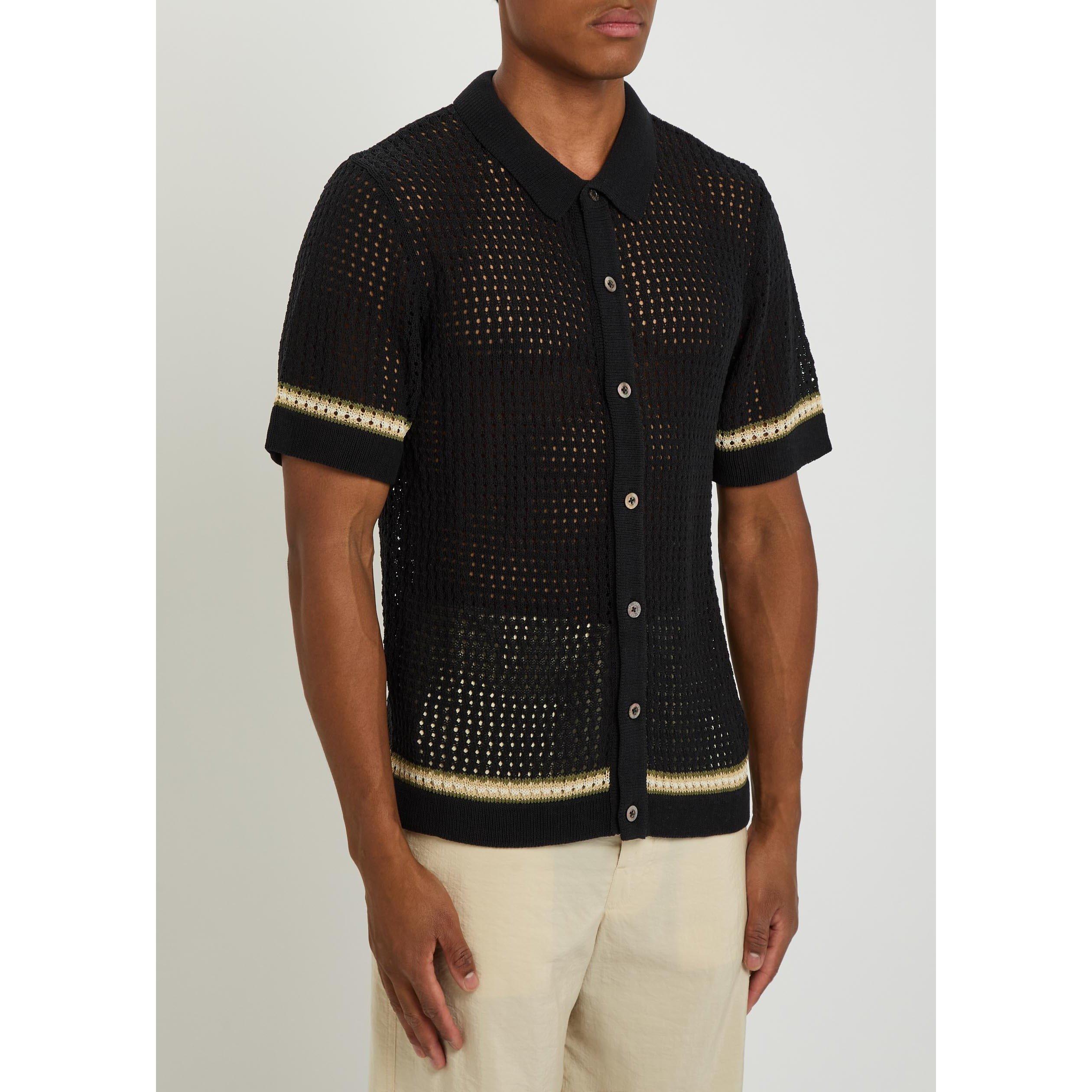 BLACK - Che - Men's Benicio Striped Short-Sleeve Oversized-Fit Shirt - 2