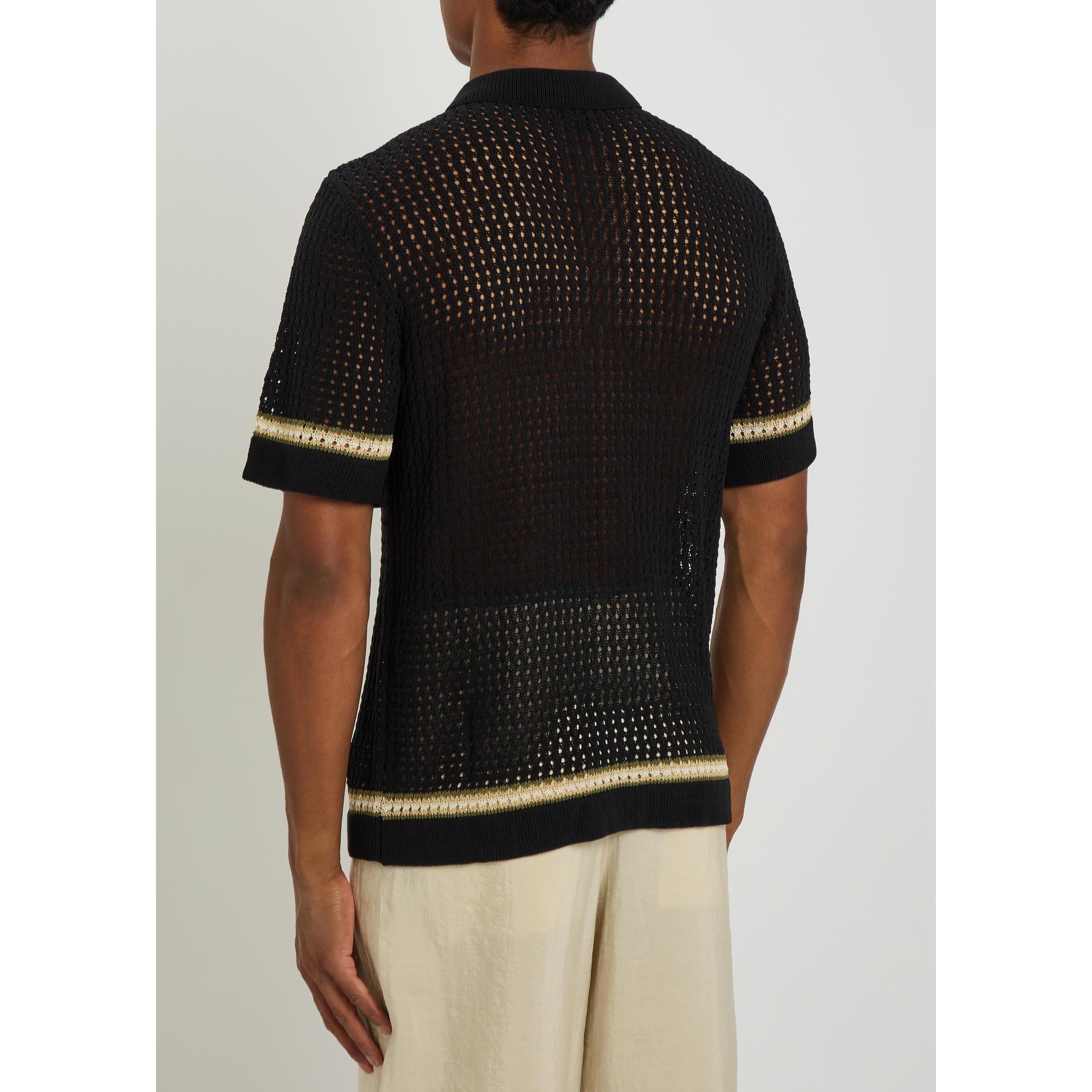 BLACK - Che - Men's Benicio Striped Short-Sleeve Oversized-Fit Shirt - 3