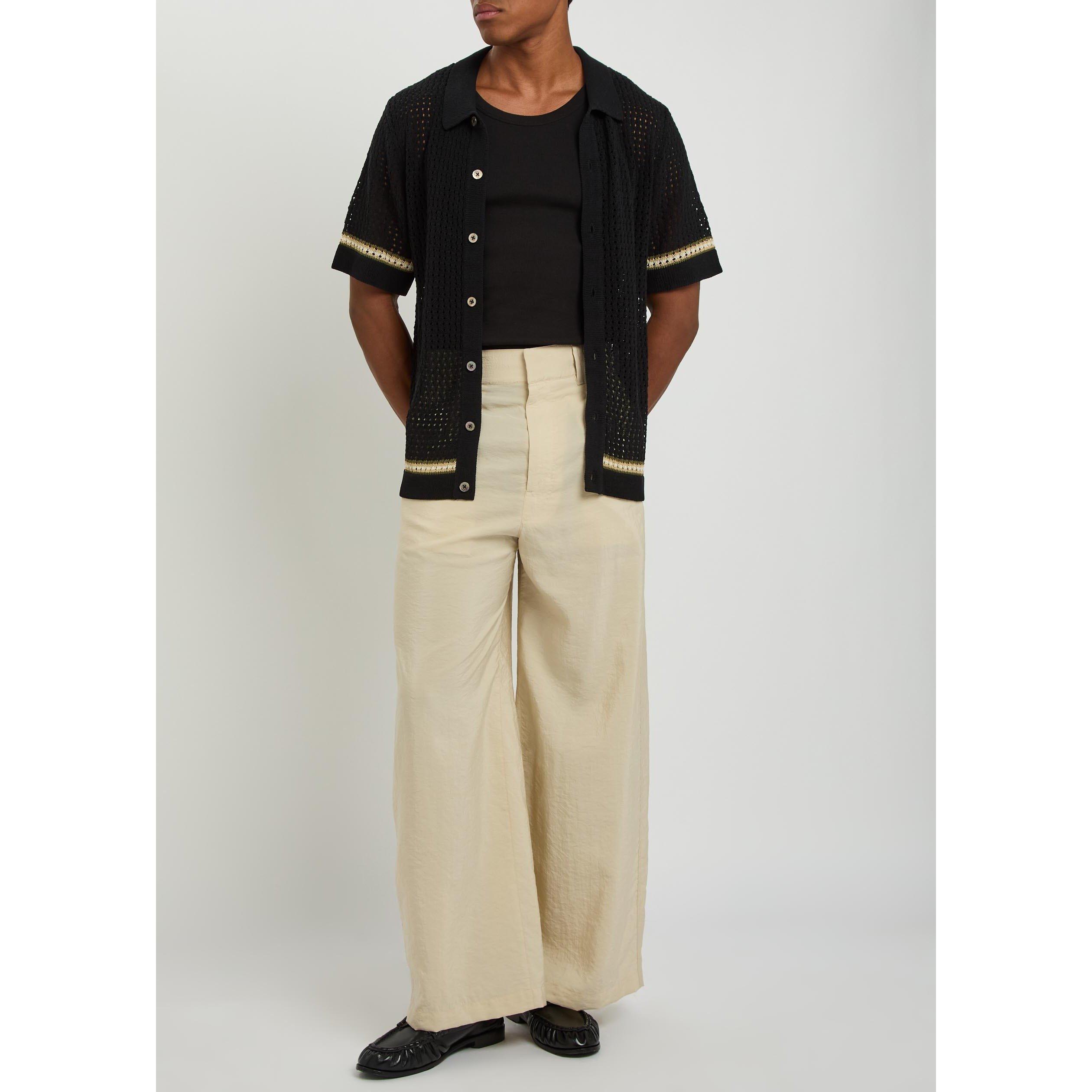 BLACK - Che - Men's Benicio Striped Short-Sleeve Oversized-Fit Shirt - 5