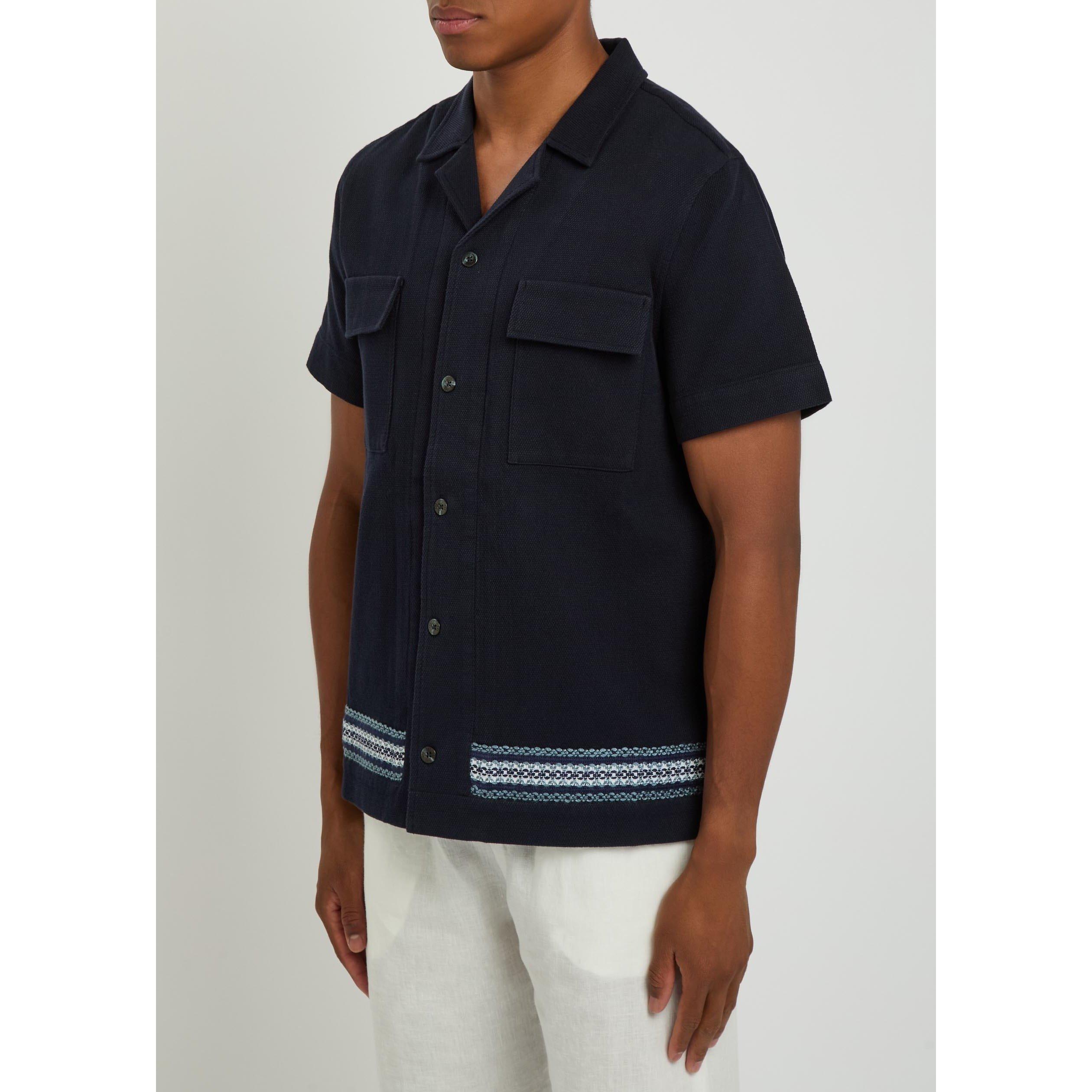 NAVY - Che - Men's Vireo Cotton Short-Sleeve Shirt - 2