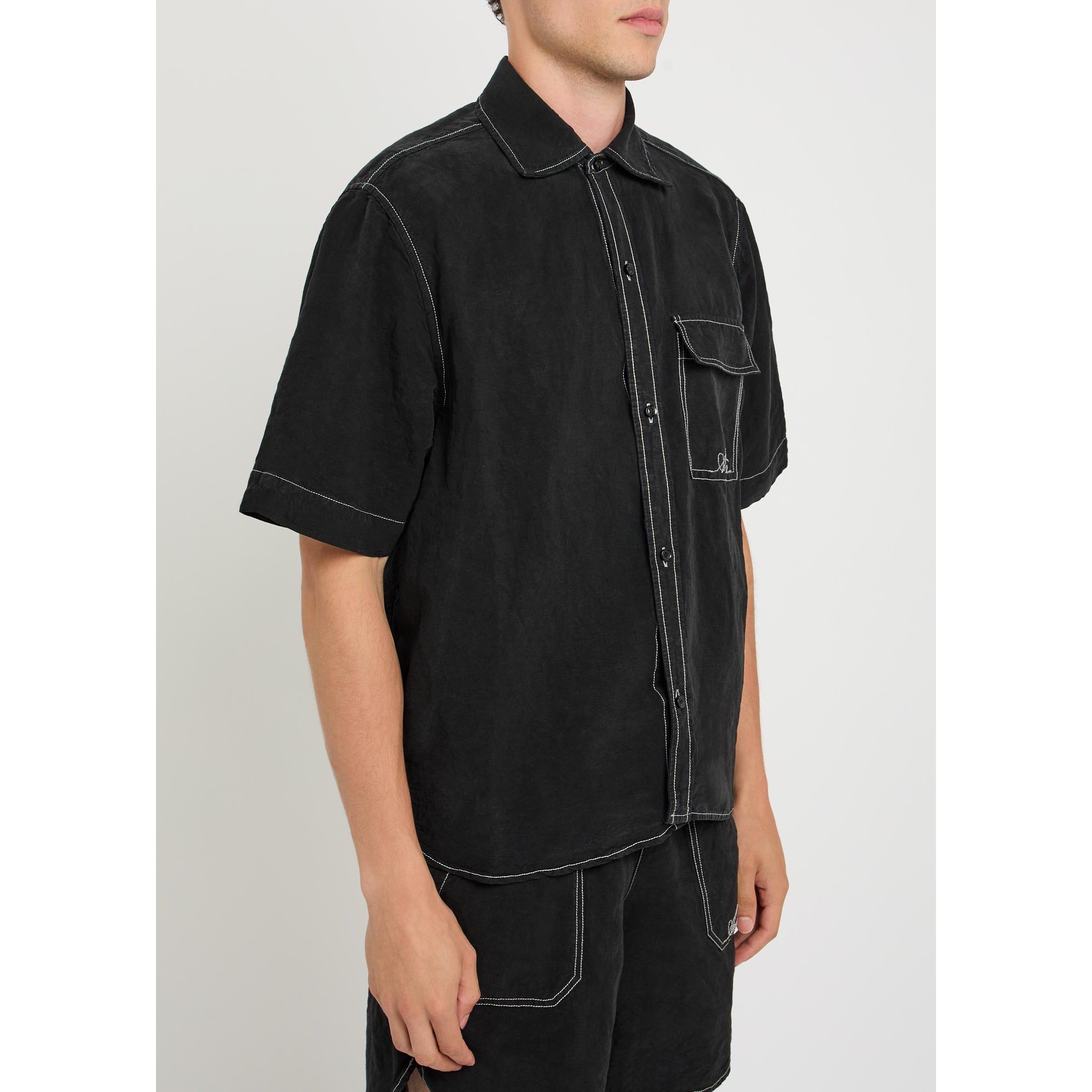 BLACK - Amiri - AMIRI SCRIPT LINEN SS SHIRT - 2