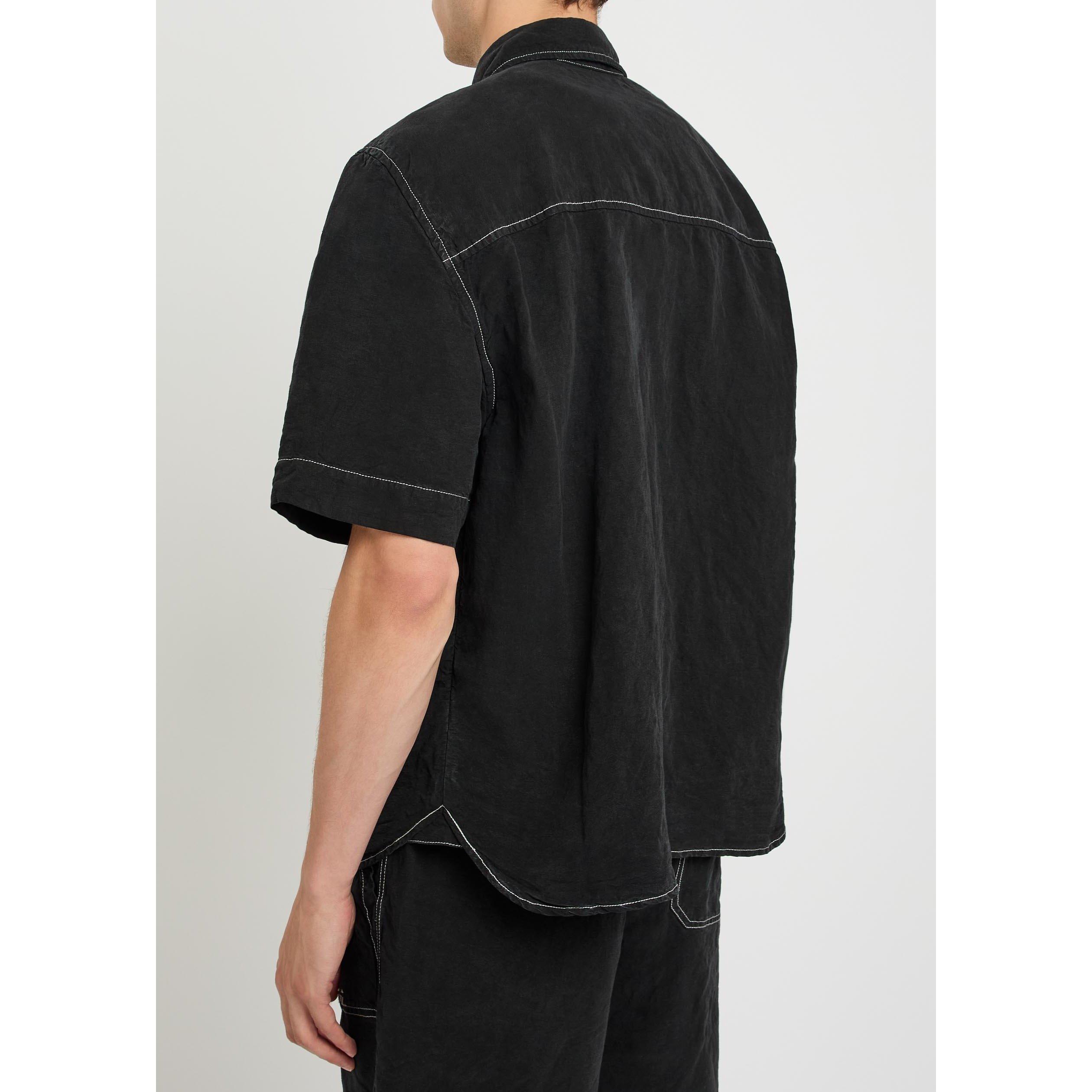 BLACK - Amiri - AMIRI SCRIPT LINEN SS SHIRT - 3