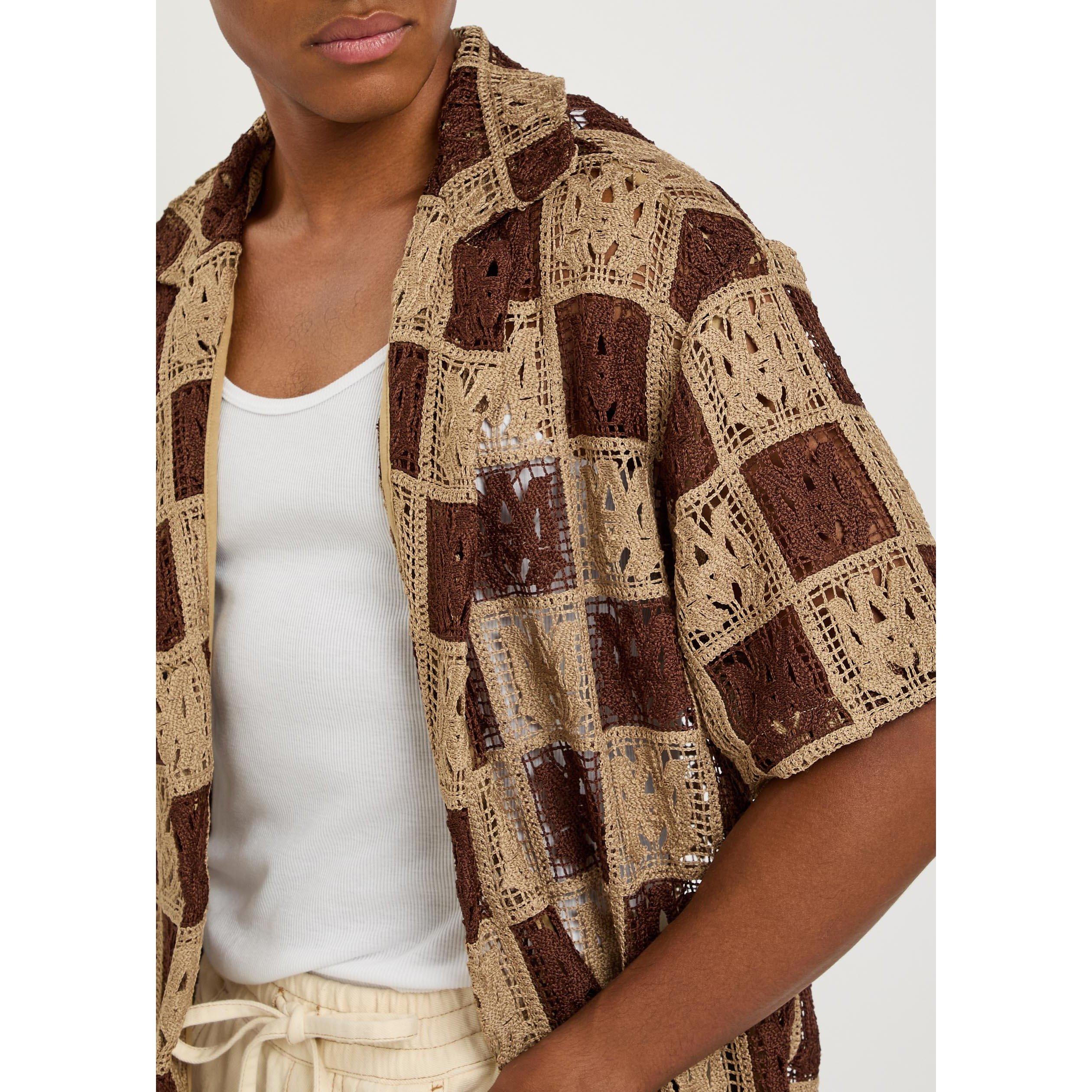 BROWN AND OTHER - Amiri - AMIRI CHECK LACE CAMP SHIRT - 4
