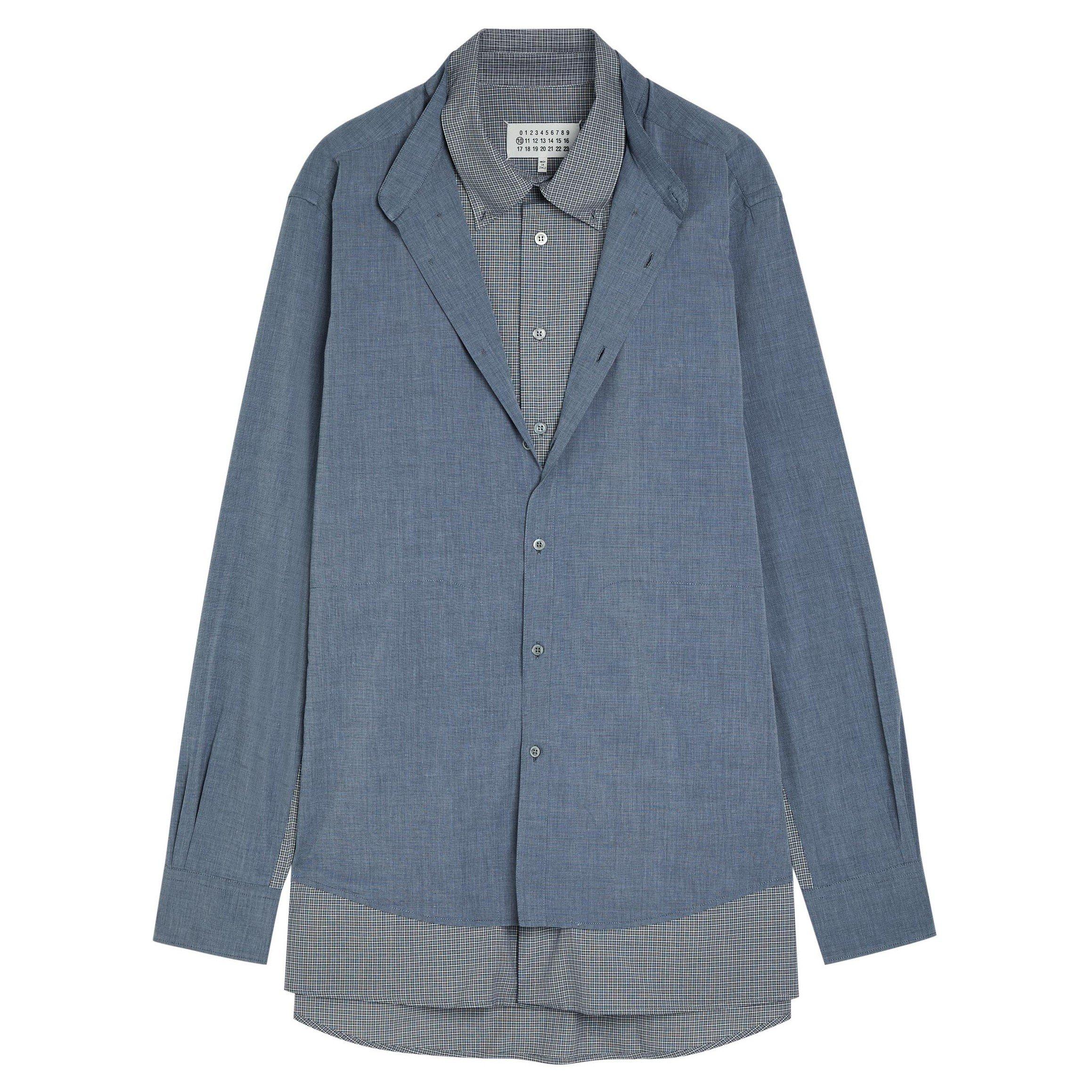 Maison Margiela Men's Mar Double Oversized-Fit Check Cotton Shirt