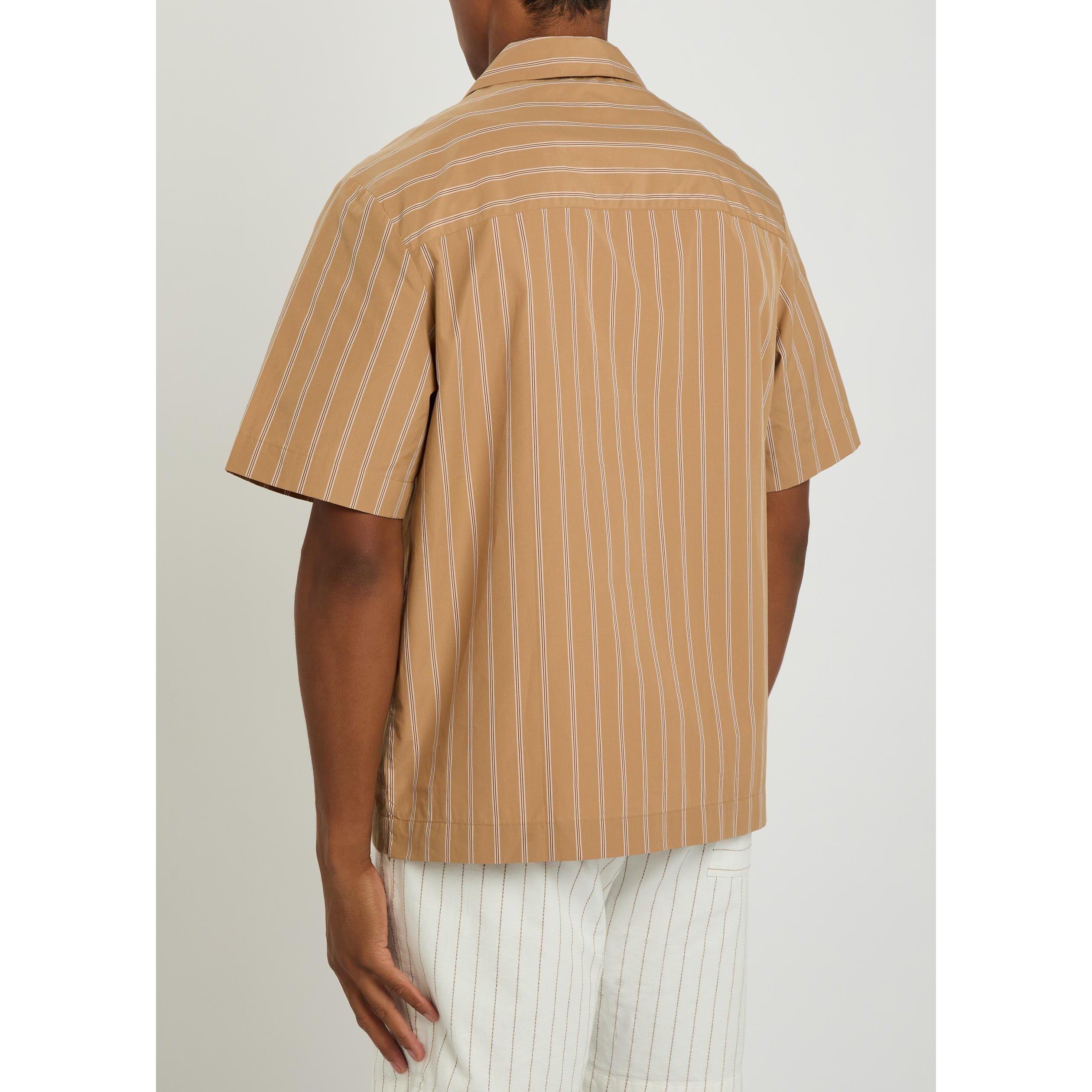 BEIGE - APC - Men's Striped Cotton Short-Sleeve Boxy-Fit Shirt - 3